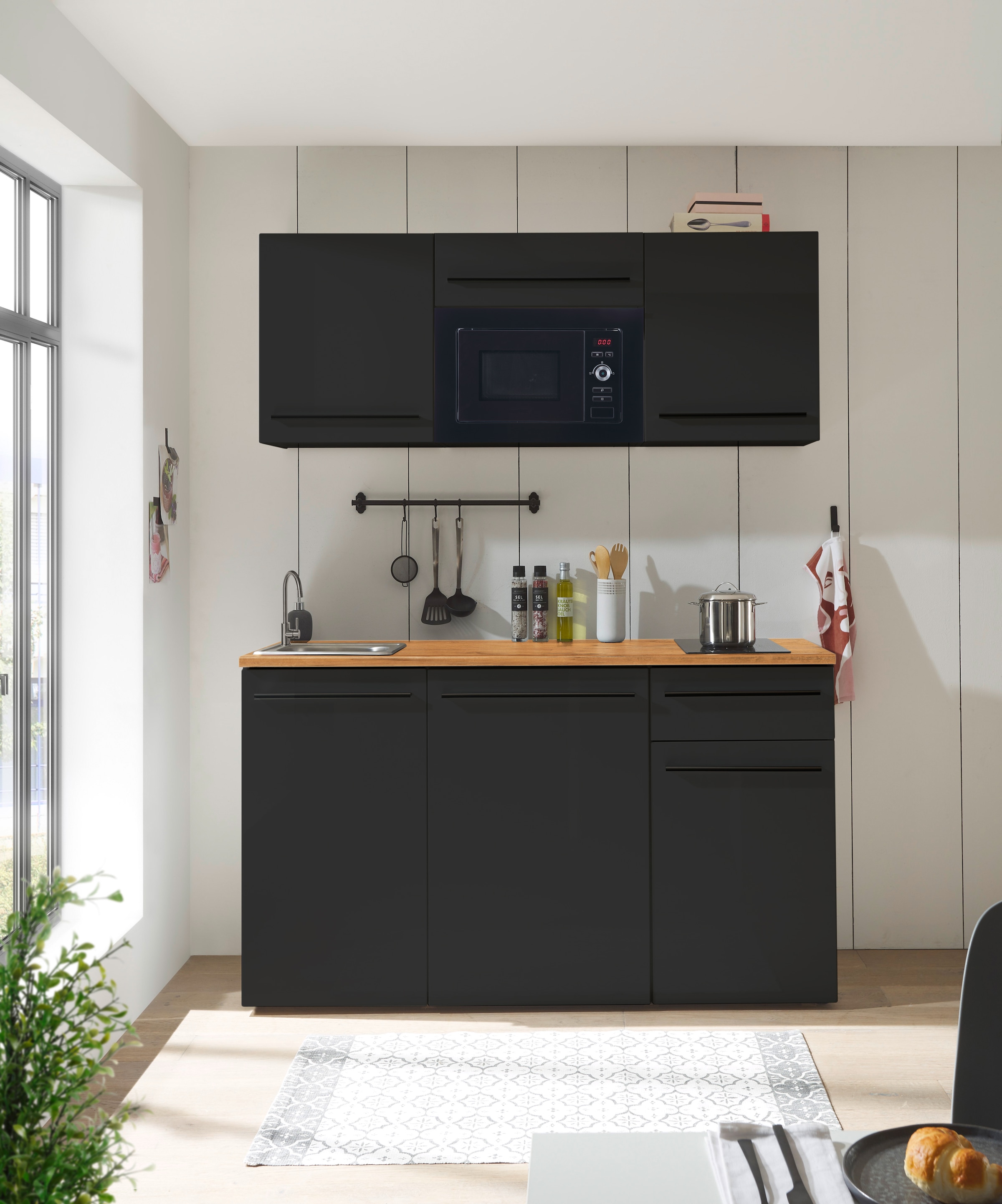 BASIC by Balculina Küchenzeile »Jazz Singleküche«, Breite 160 cm, mit und ohne Geräte lieferbar