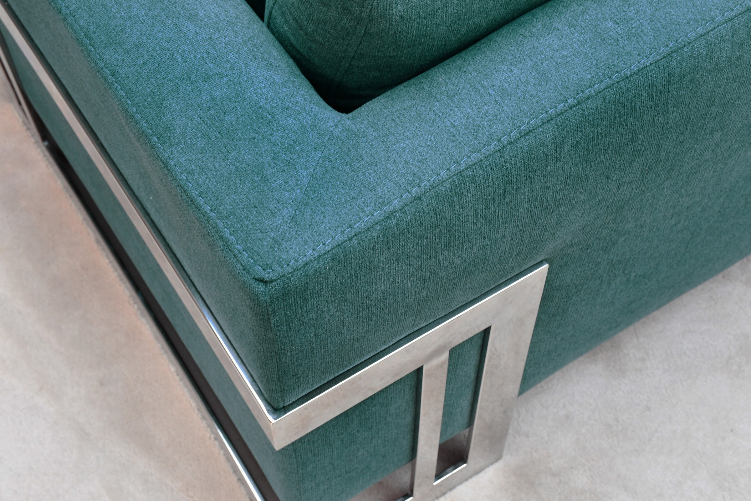 Leonique Sessel »New York« Petrolblauer Sessel, Edelstahlgestell, 102 x 84 x 96, Sitzhöhe 44 cm