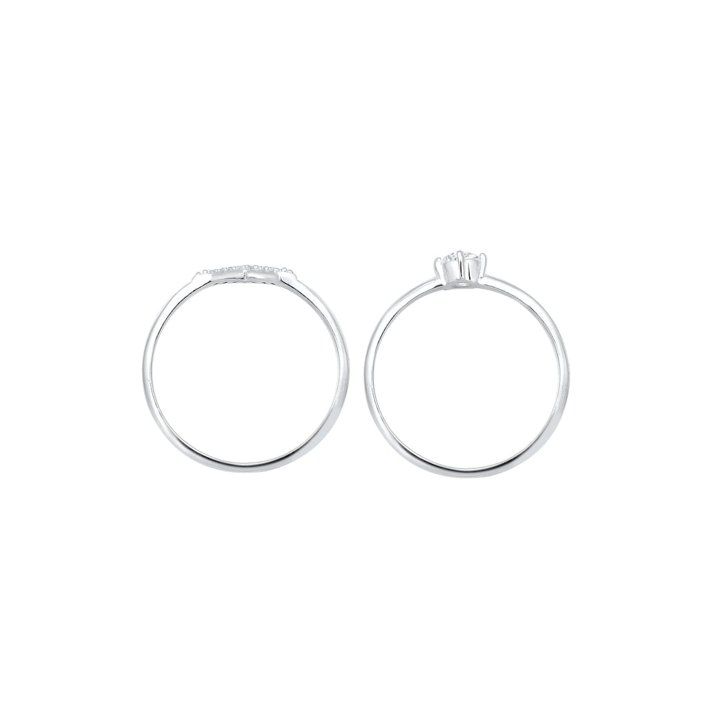 Elli Verlobungsring »Set Solitär Dreieck Zirkonia 925 Sterling Silber«