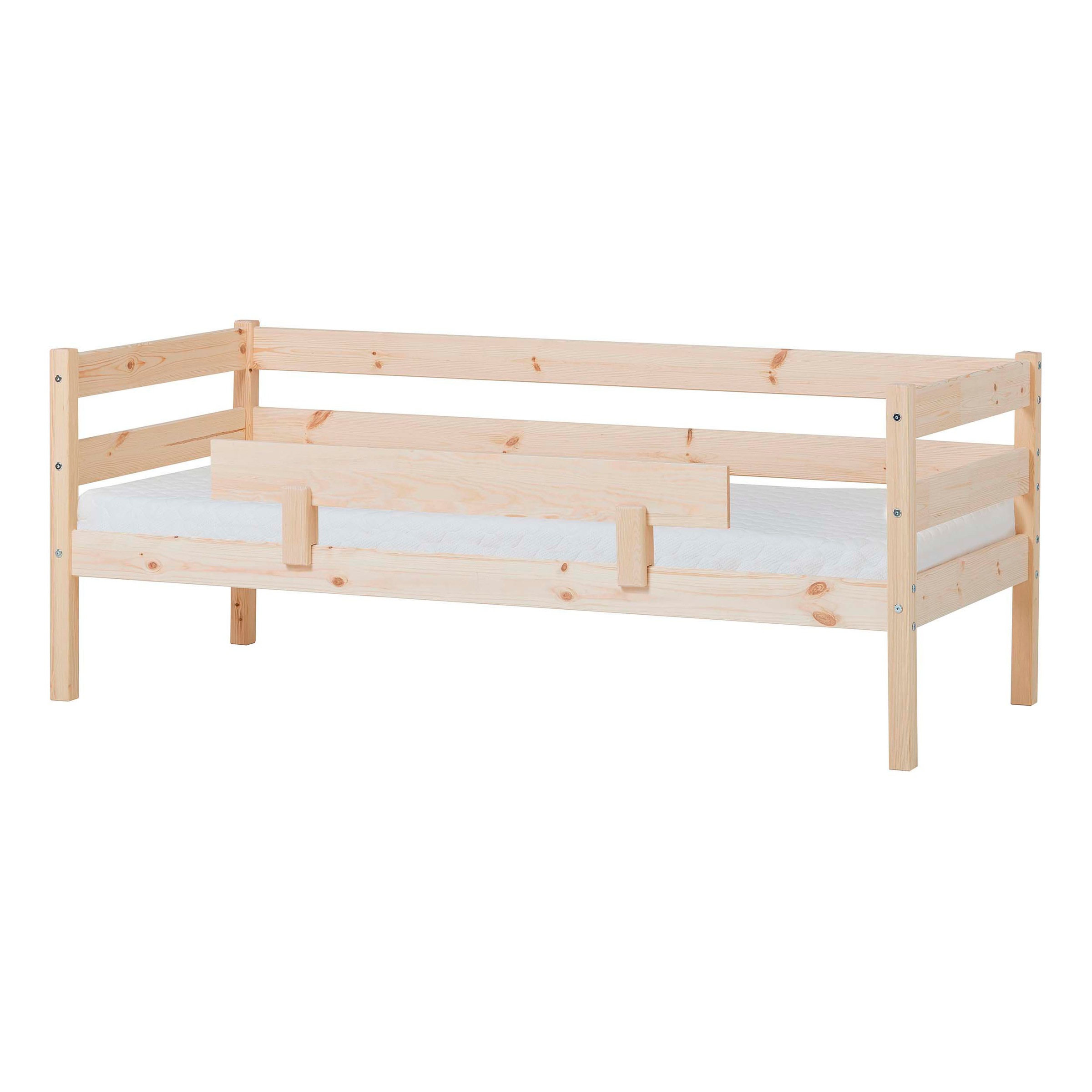 Einzelbett „ECO Comfort“, (Set), mit Rollrost in 8 Farben, wahlweise mit Matratze und Absturzsicherung, natur mit Kaltschaum-Matratze und Rausfallschutz