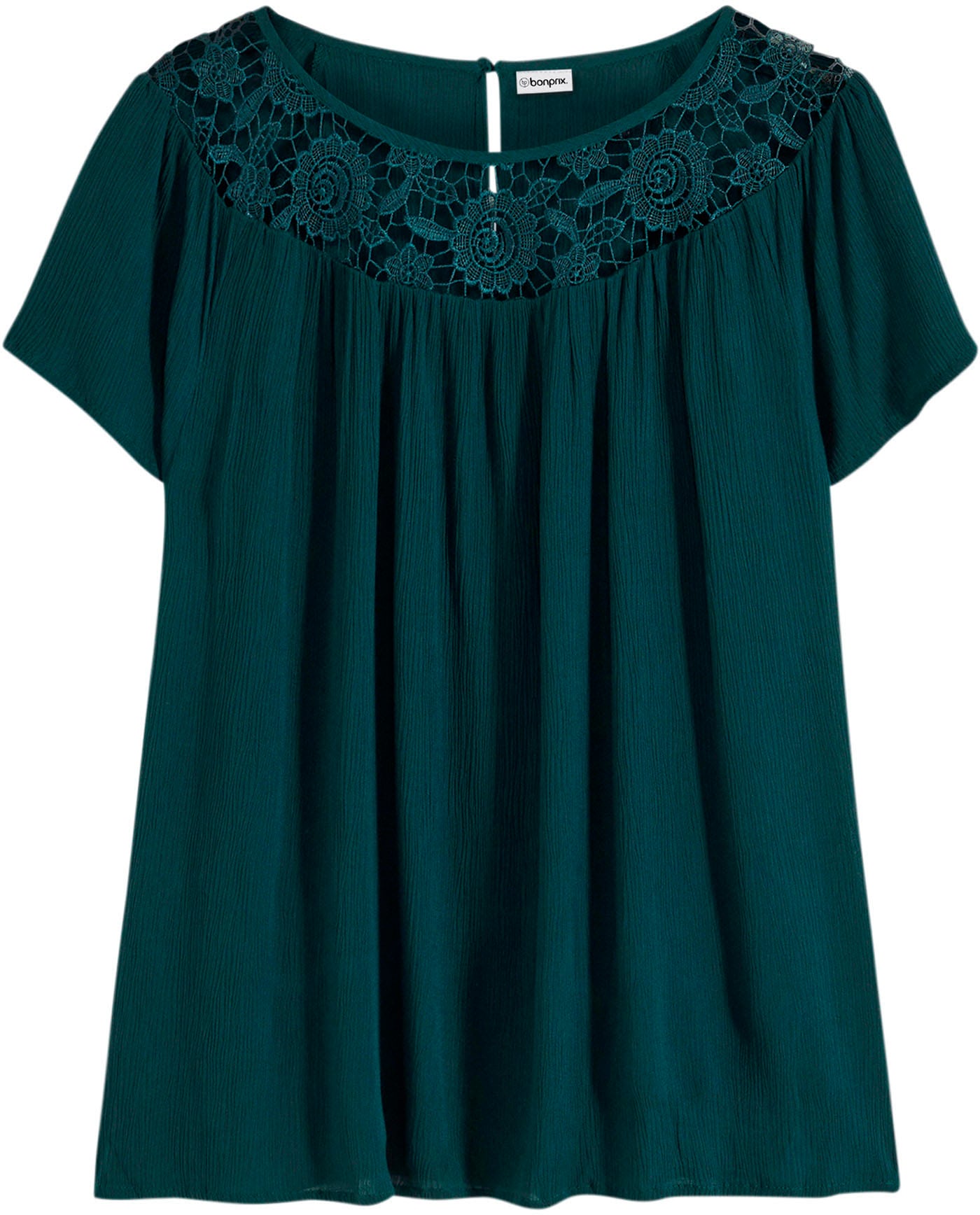 bonprix Spitzenbluse »Bluse aus reiner Viskose« bequeme Passform, Crêpe aus Viskose, mit tollem Spitzeneinsatz