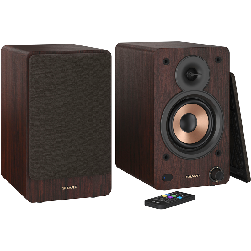 SHARP Lautsprecher »Regalboxen« 2.0 (Bluetooth Pairing USB-Wiedergabe 60 W) braun USB-Wiedergabe