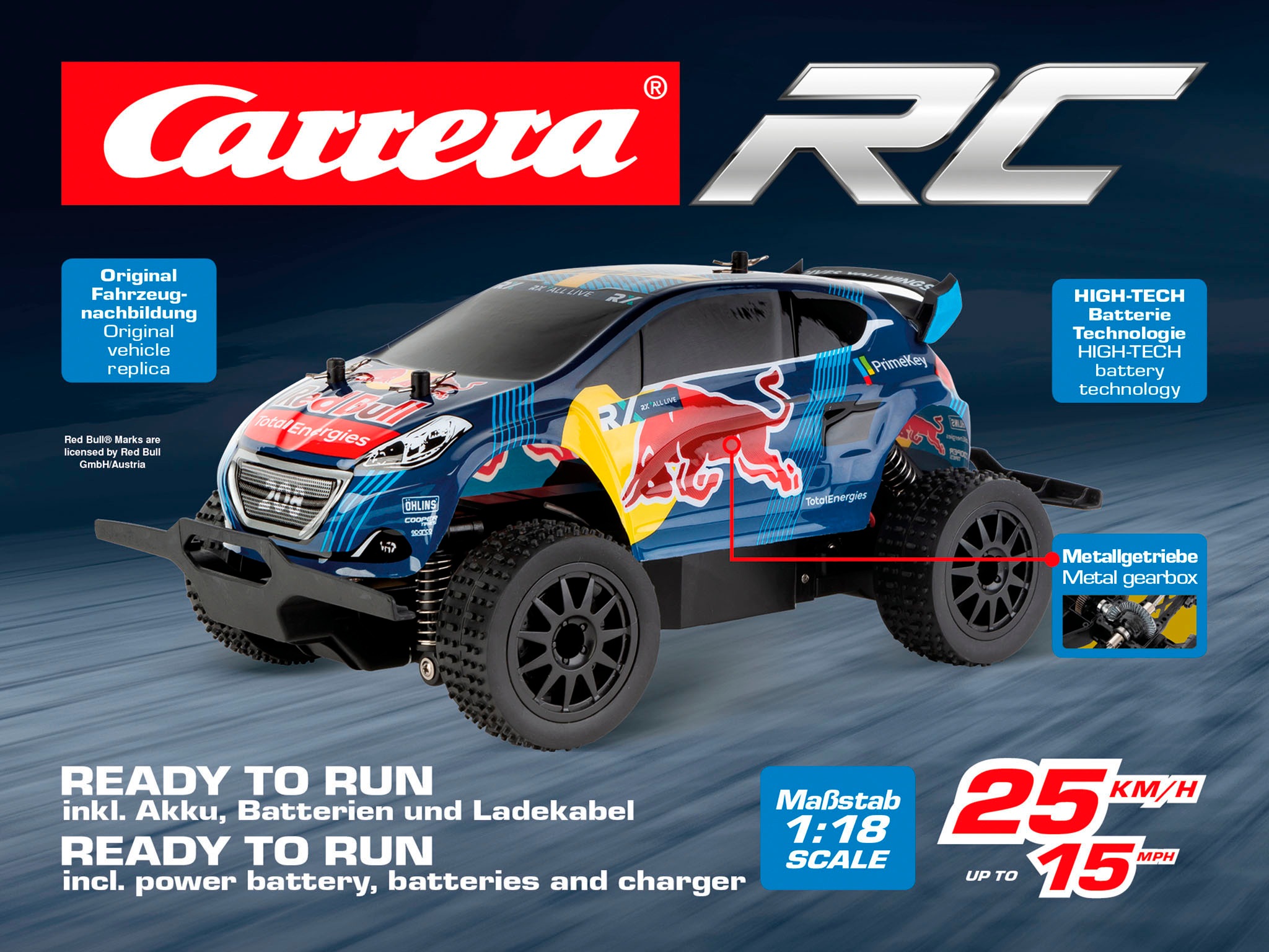 Carrera® RC-Auto »Carrera® RC, Red Bull Peugeot WRX 208«, Rallycross, Hansen D/P, 2,4 GHz