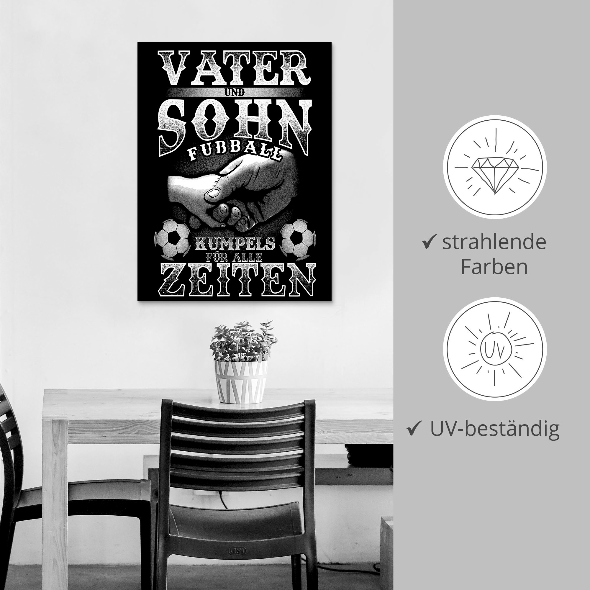 Artland Wandbild »Vater und Sohn Fußball Kumpels«, Sprüche & Texte, (1 St.), als Alubild, Outdoorbild, Poster in verschied. Größen