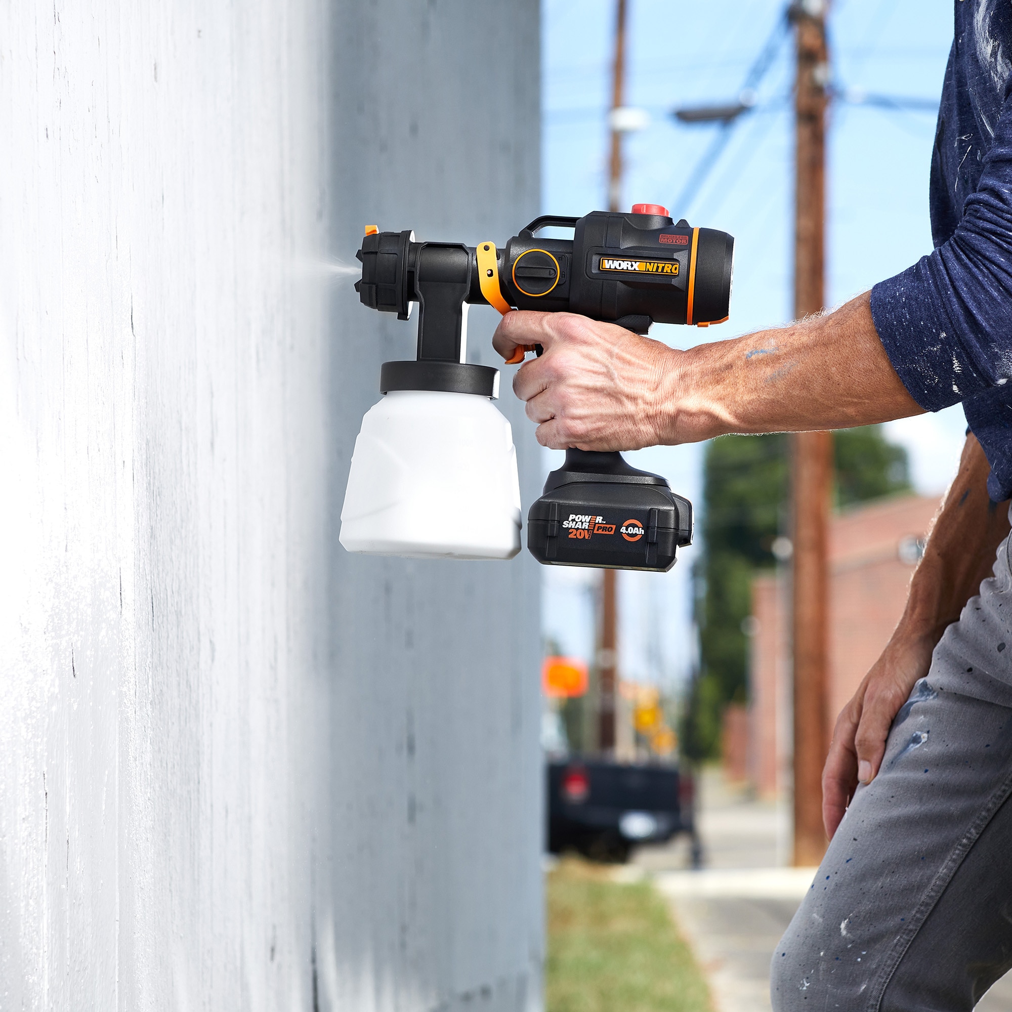 Worx Farbsprühgerät »WX020 NITRO« 3 Sprühform & 4 Düsengrößen, inkl. Akku & Schnellladegerät