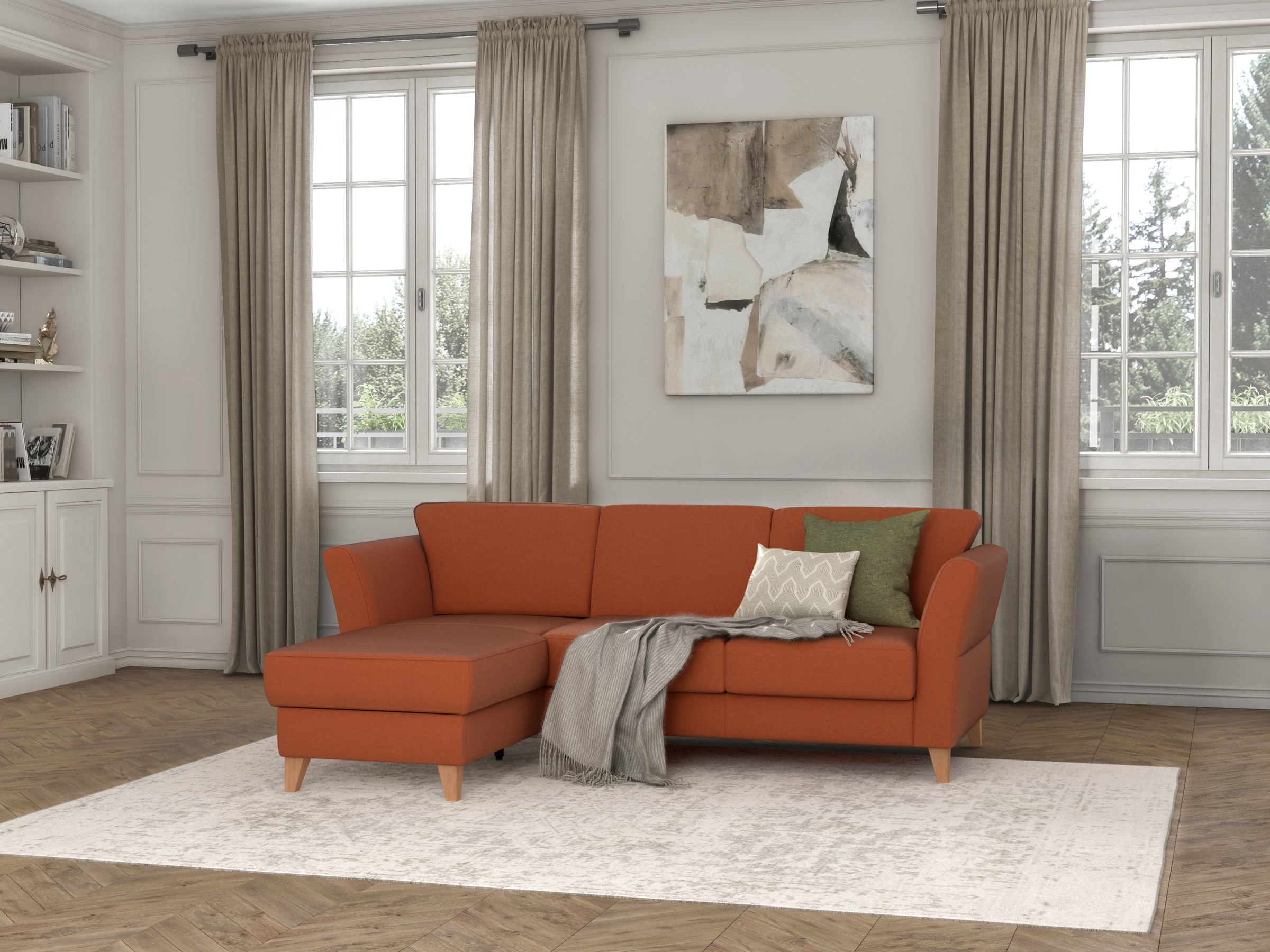 sit&more Ecksofa »Visby L-Form«, Wahlweise mit Bettfunktion und Bettkasten, frei im Raum stellbar