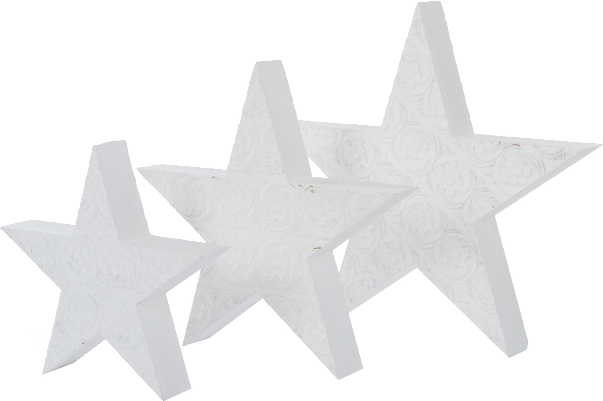 Myflair Möbel & Accessoires Dekostern »Weihnachtsstern, Rudolph, Weihnachtsdeko«, (3 St.), aus Holz, in drei verschiedenen Größen