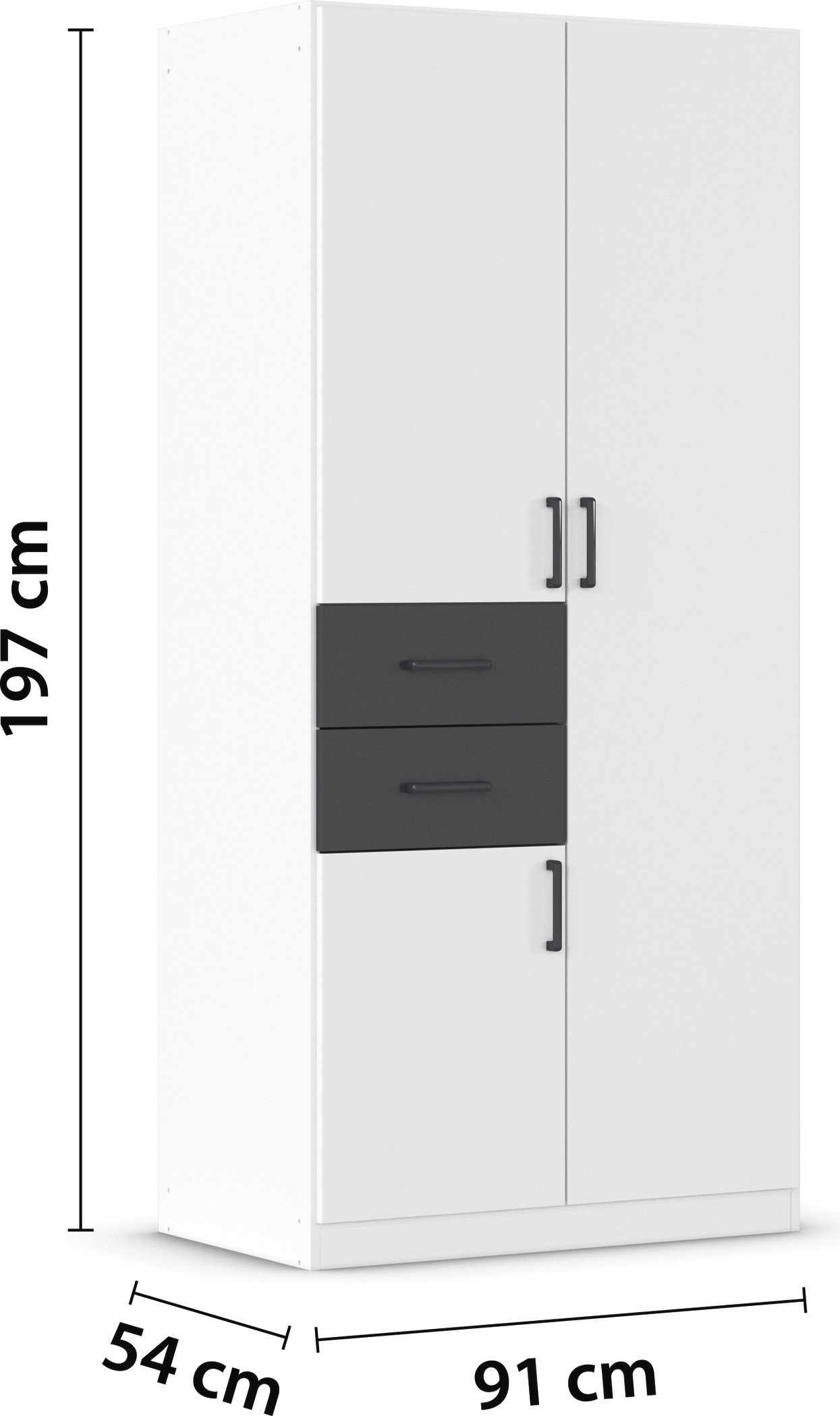 rauch Drehtürenschrank »Kleiderschrank Schrank Garderobe MAIKA mit Dekor-Front«, 2 Schubladen, in verschiedenen Breiten, Höhen, Farben, MADE IN GERMANY