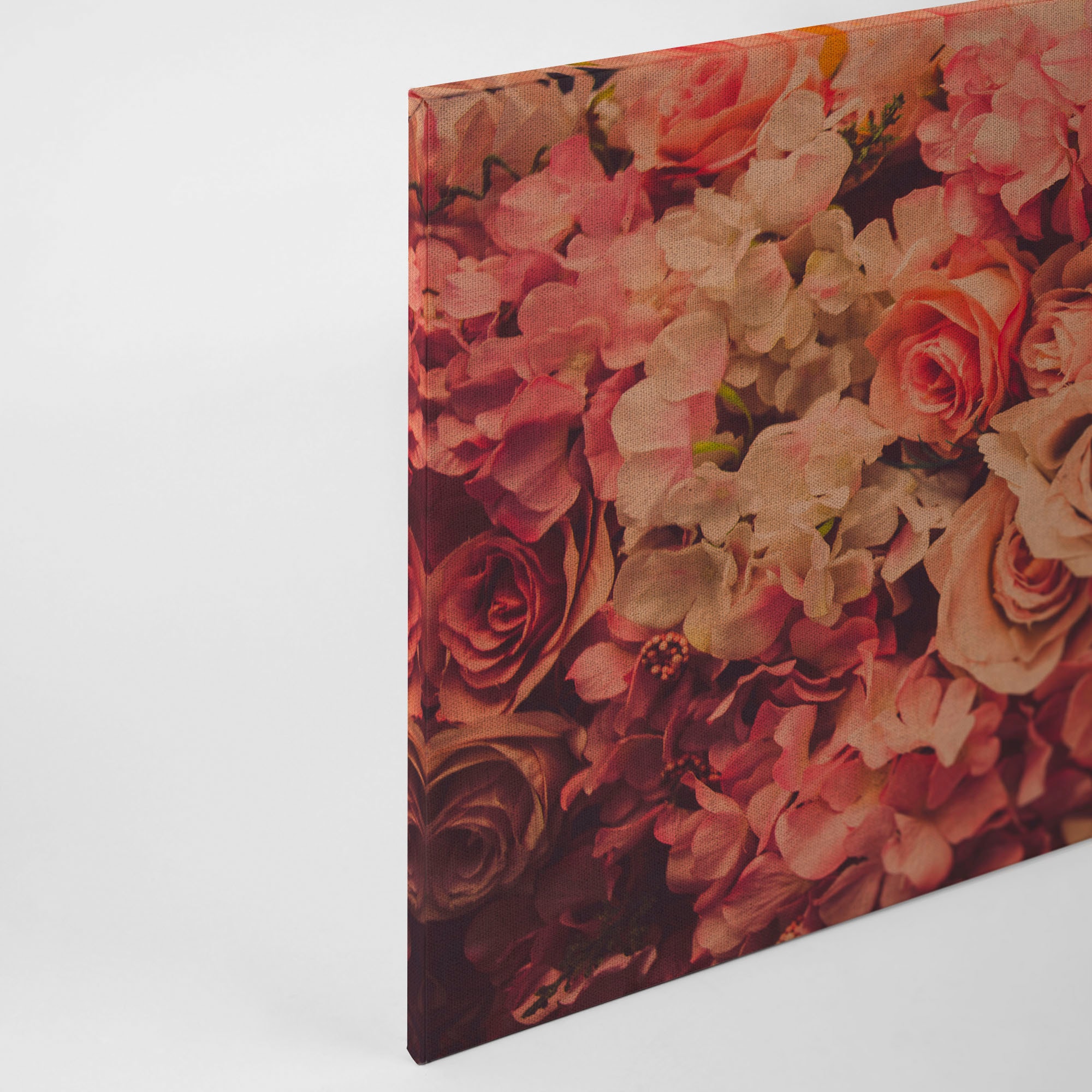 A.S. Création Leinwandbild »Flower Wall«, Kunst-Blumen-Kinder, (1 St.), Romantische Rosen Rosenbild Keilrahmen Leinwand-Bild Wohnzimmer modern