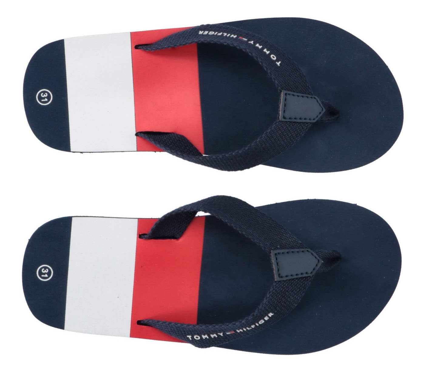 Tommy Hilfiger Zehentrenner »STRIPES«, Sommerschuh, Schlappen, Badeschuh, Poolslides mit Logoaufdruck