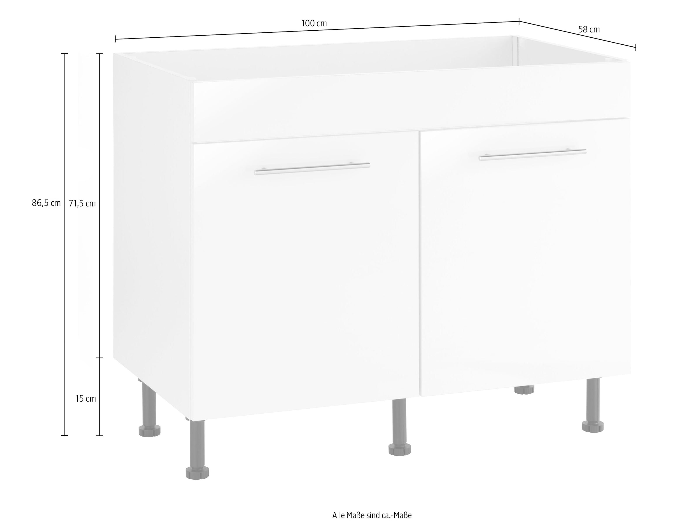 Breite 100 höhenverstellbare cm, Spülenschrank auf kaufen wiho »Ela«, Küchen Füße Rechnung