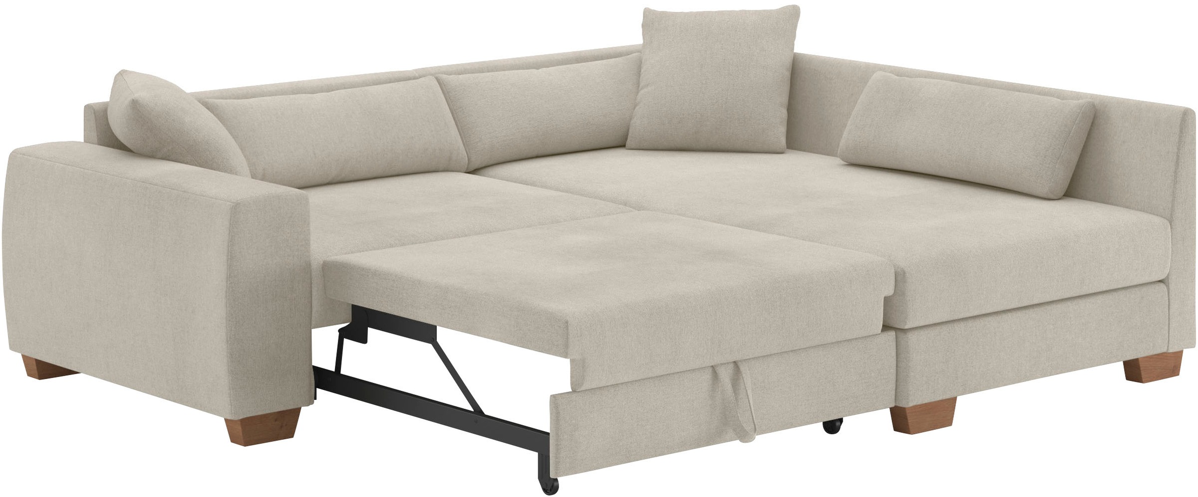 Mr. Couch Ecksofa »Helena L-Form, bis 140 kg belastbar«, mit Taschenfederkern, wahlweise mit Bettfunktion