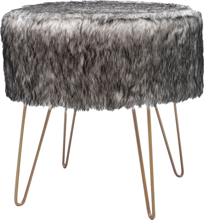Kayoom Hocker »Mio 1, Fellhocker in modernem Design, runde Form mit Metallb günstig online kaufen