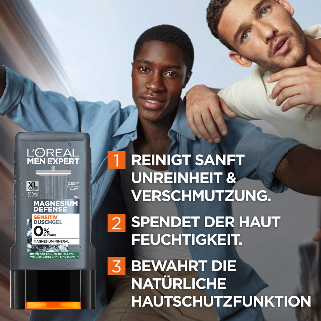 L'ORÉAL PARIS MEN EXPERT Duschgel »Magnesium Defense Sensitiv«, (Packung, 6 tlg.)