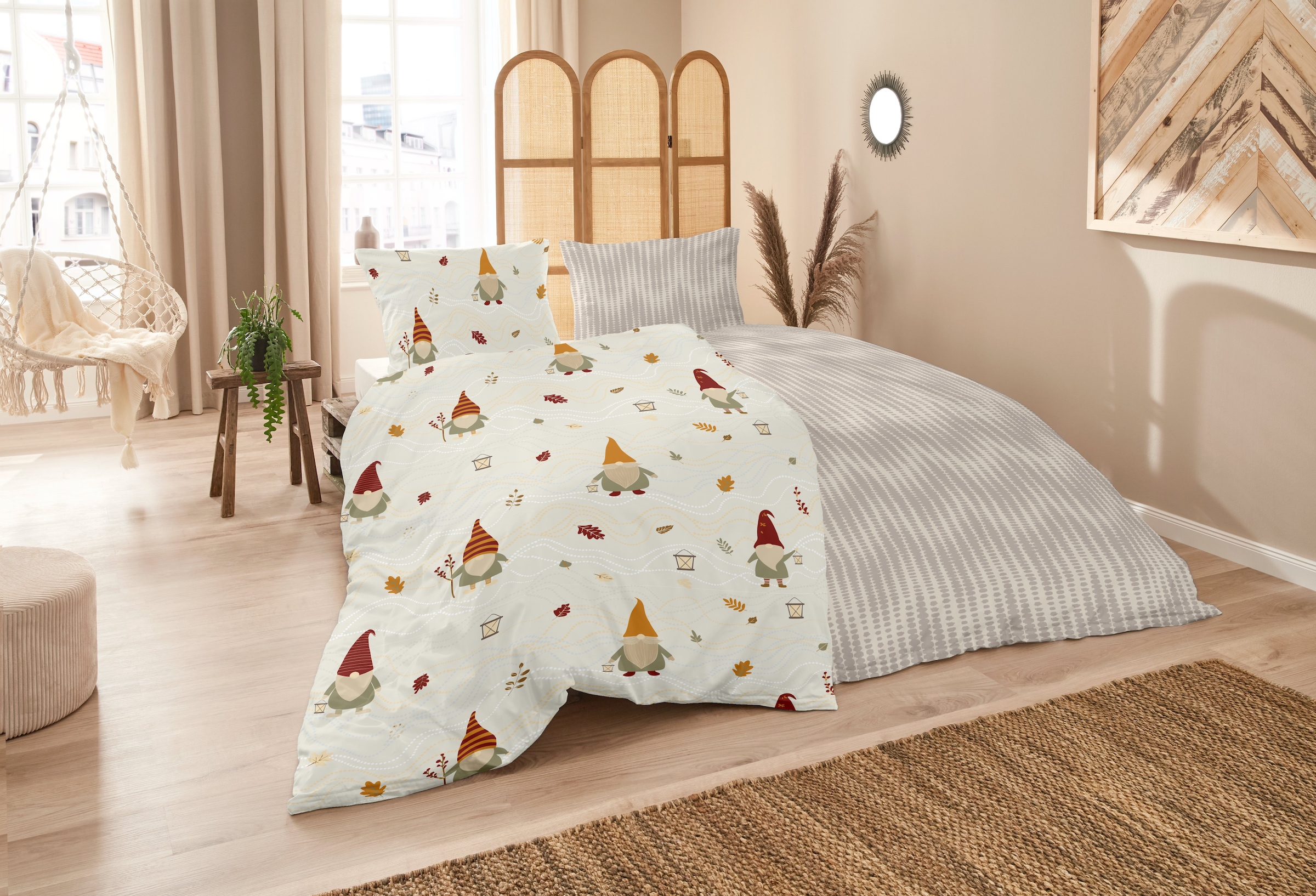 Primera Bettwäsche »Feinbiber-Bettwäsche Wichtel« 2 Stk. tlg. mit Wichtel-Muster