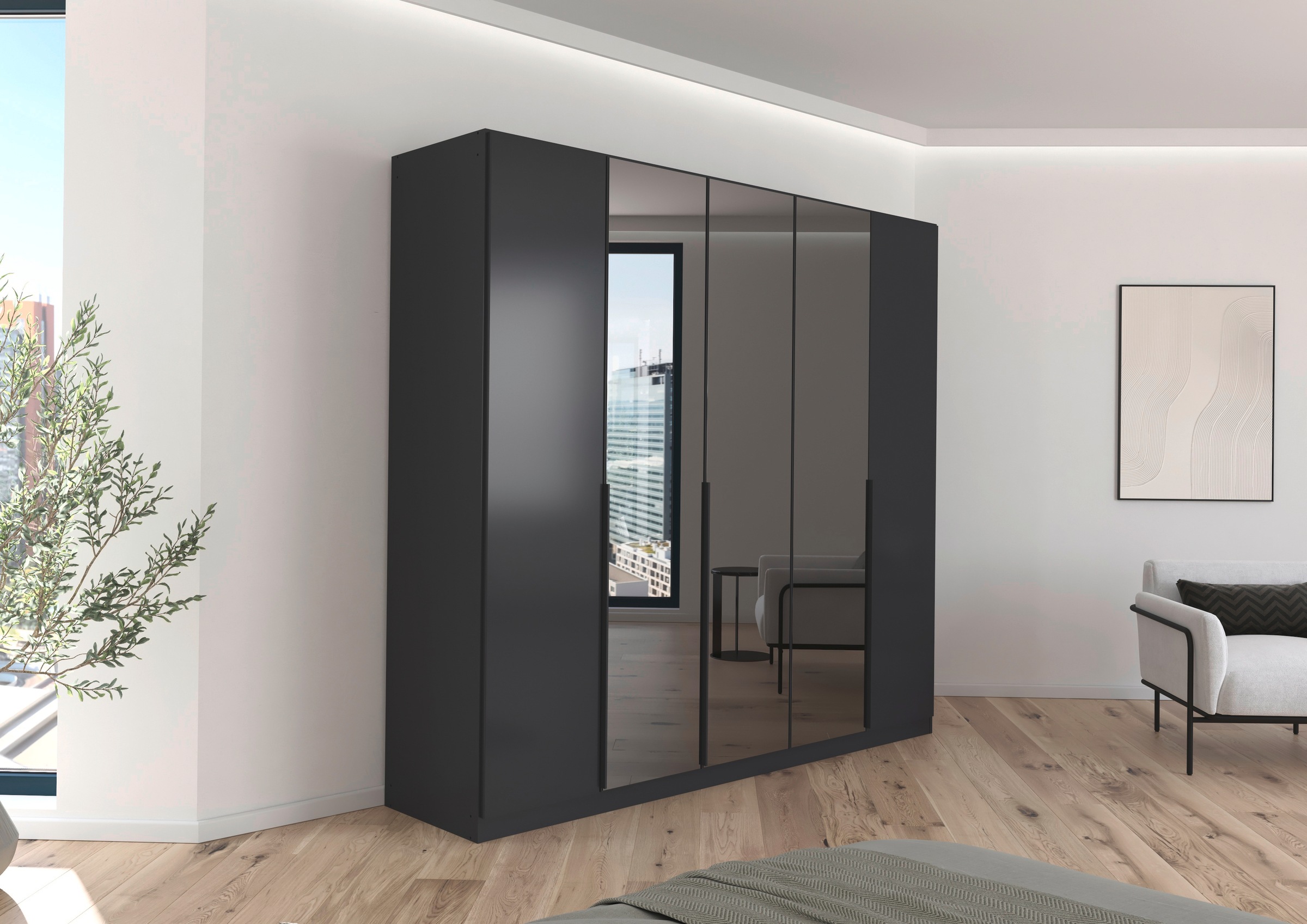 INOSIGN BY RAUCH Drehtürenschrank »Ferris Schrank Breite 2,10m BESTSELLER Schlafzimmerschrank«, Kleiderschrank mit Spiegel in den Ausführungen BASIC/CLASSIC/PREMIUM