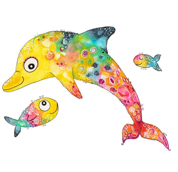 Wall-Art Wandtattoo »Lebensfreude - Delfin Fische«, bestellen (1 St.) online