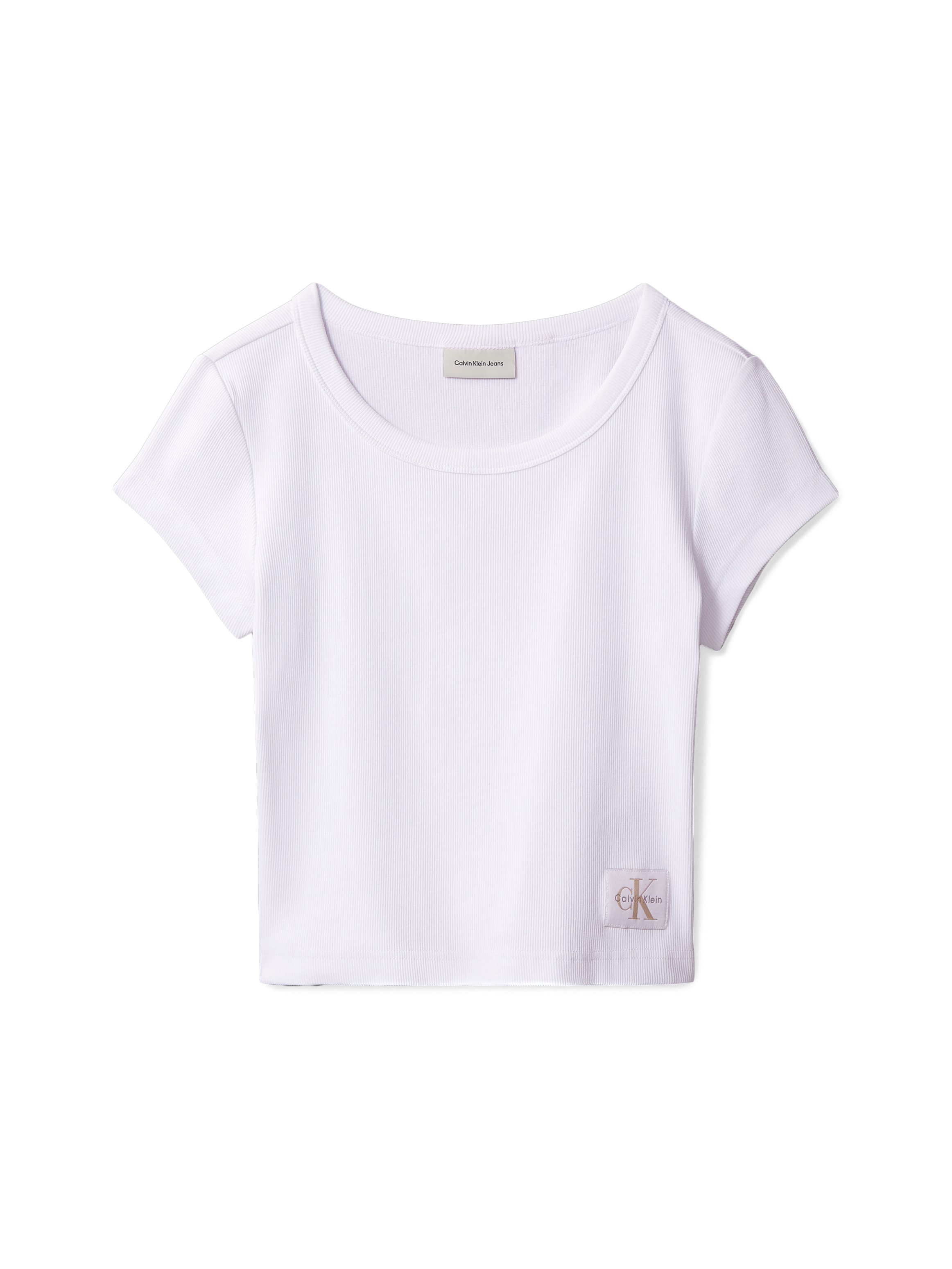 Calvin Klein Jeans T-Shirt »WOVEN LABEL BABY RIB« Regular fit mit Rundhalsausschnitt