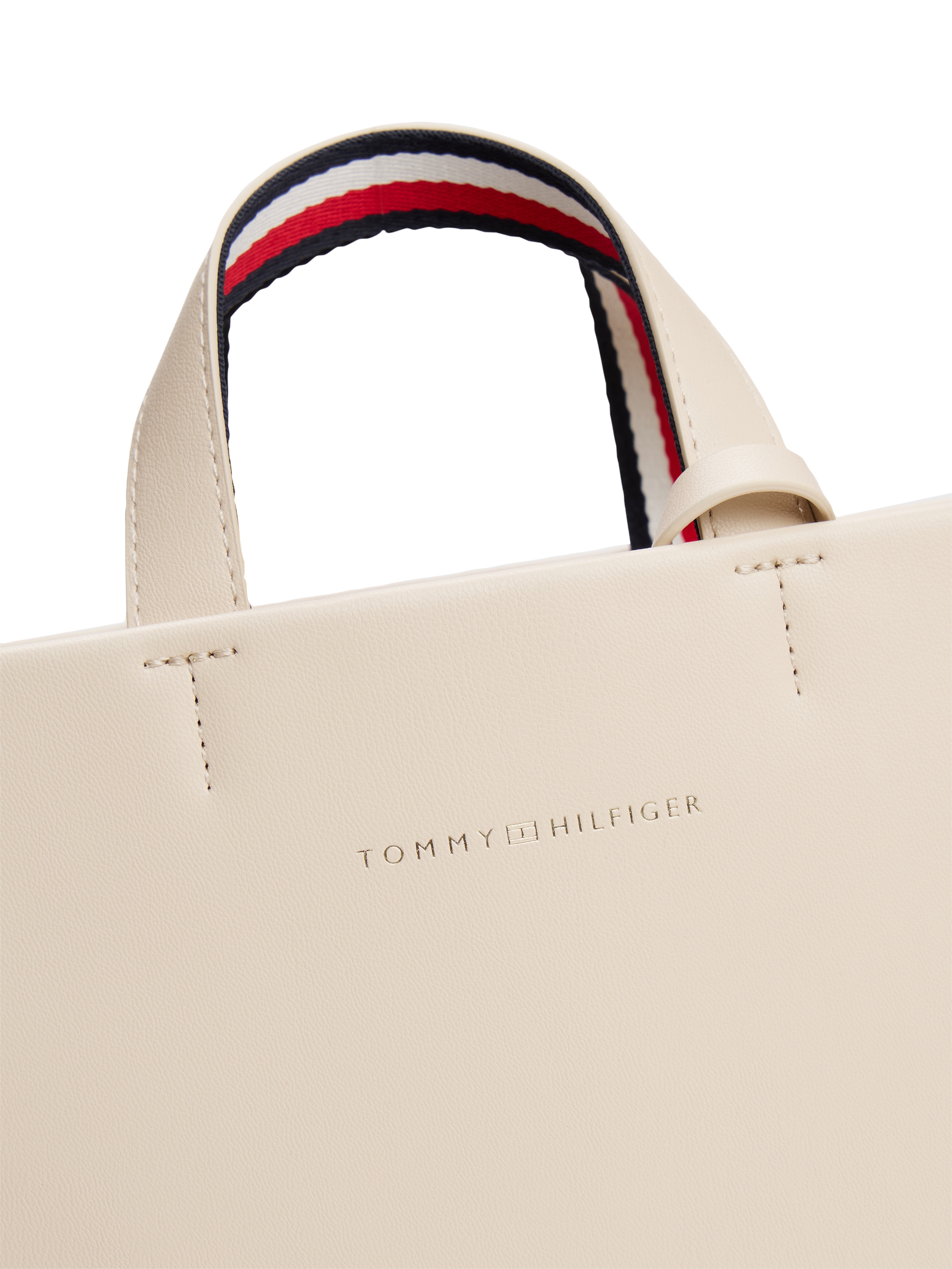 Tommy Hilfiger Henkeltasche »TH ESTABLISHED MED SHOPPER«, Damen-Umhängetasche, Schultertasche mit farbigen Streifen am Henkel