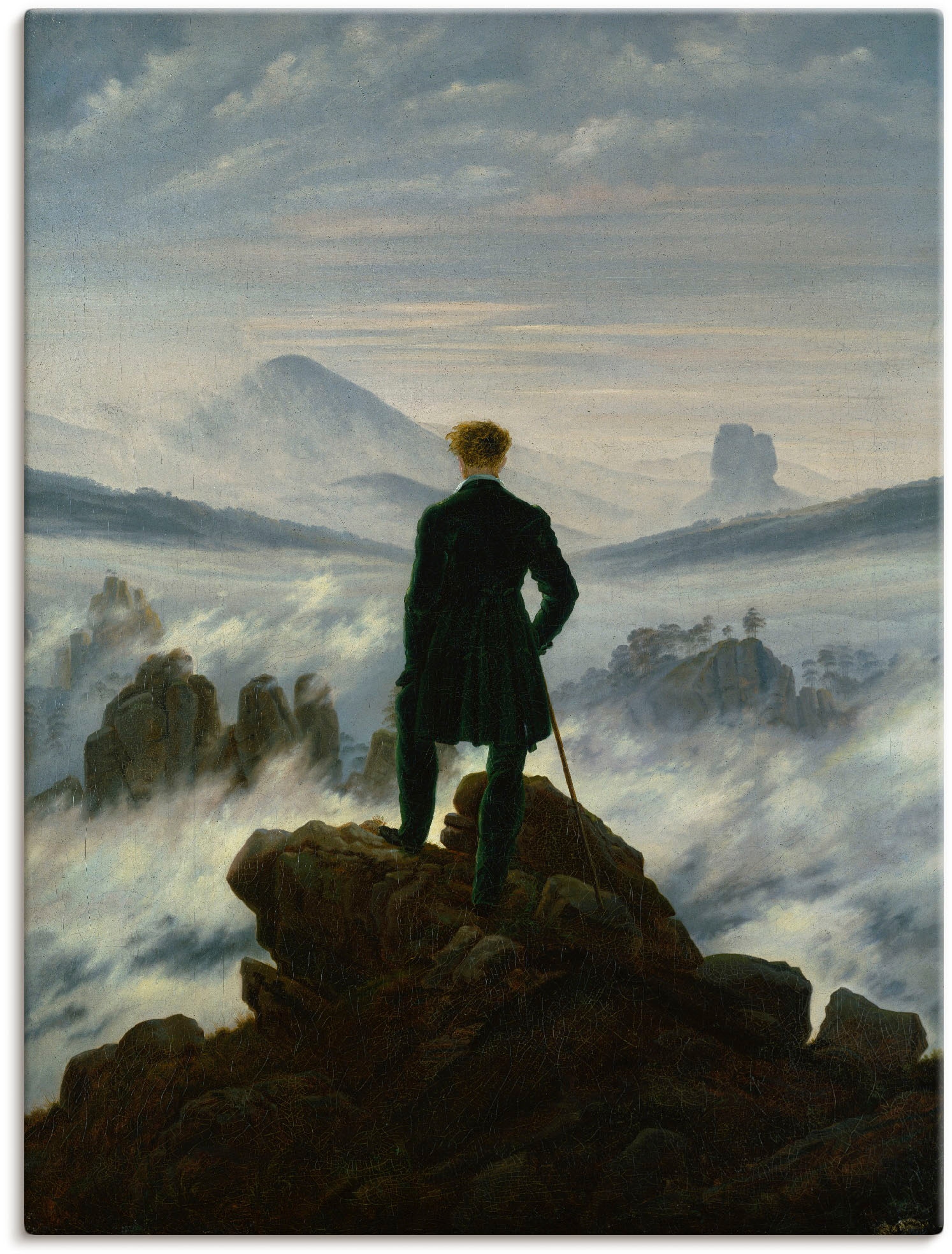 bestellen auf Nebelmeer. versch. »Der 1818«, Poster Wandbild Wanderer Rechnung Wandaufkleber als oder dem Artland in Leinwandbild, Um St.), (1 Mann, Größen über