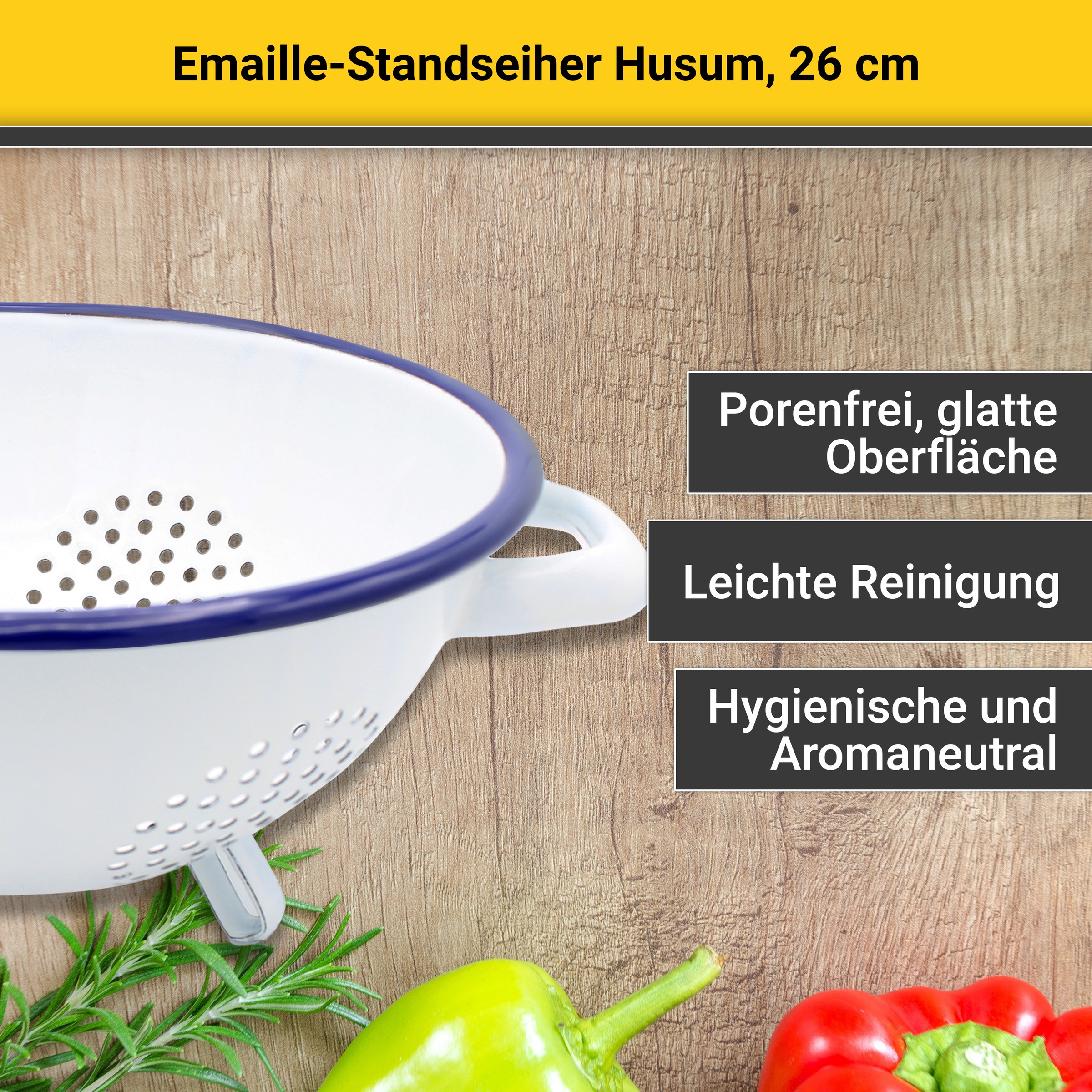 Krüger Küchensieb »Husum«, (1 St.), Emaille, Ø 26 cm günstig online kaufen