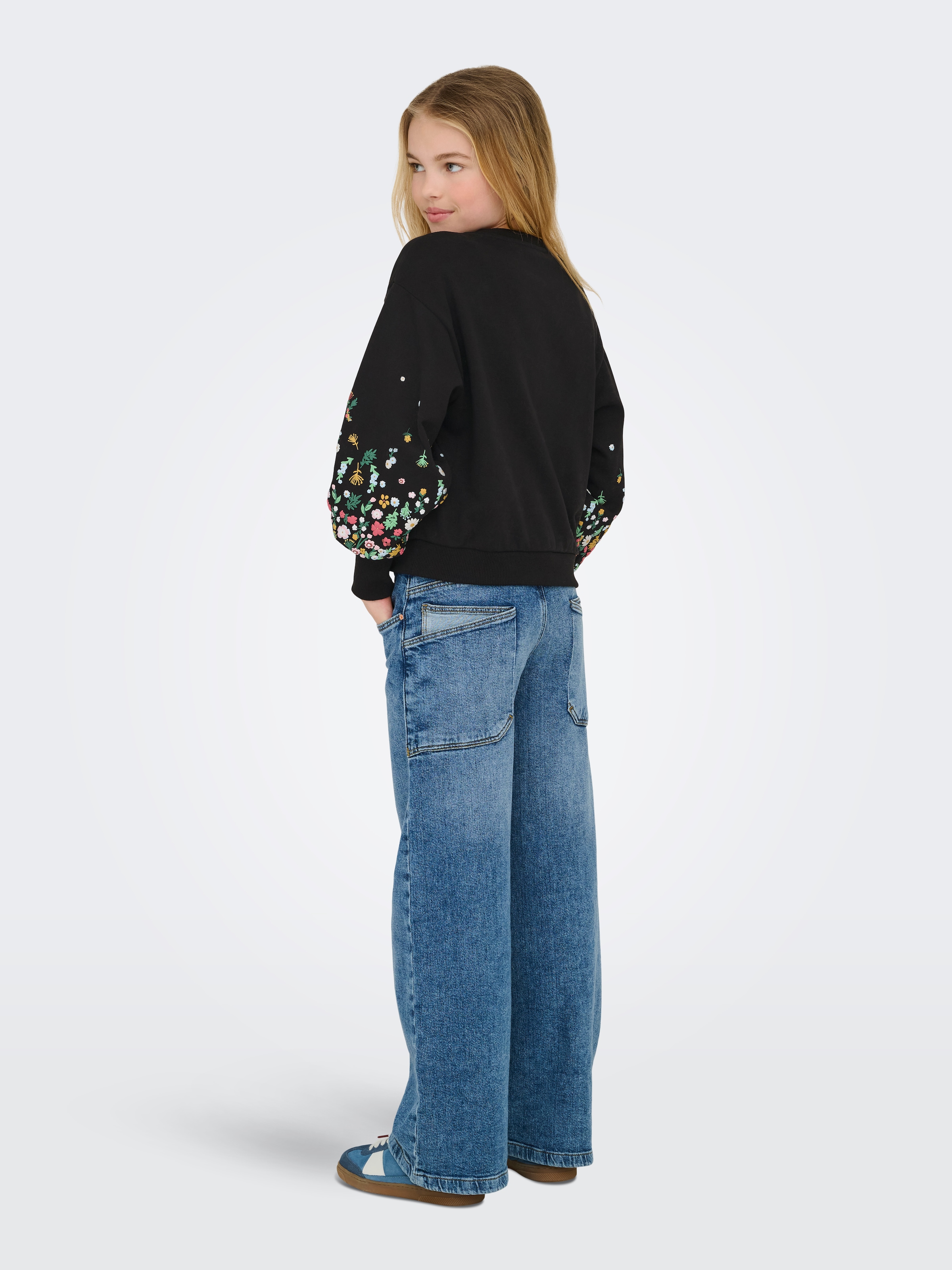 KIDS ONLY Sweatshirt »KOGBROOKE L/S O-NECK FLOWER SWT NOOS«, Baumwollmischung, regular fit
