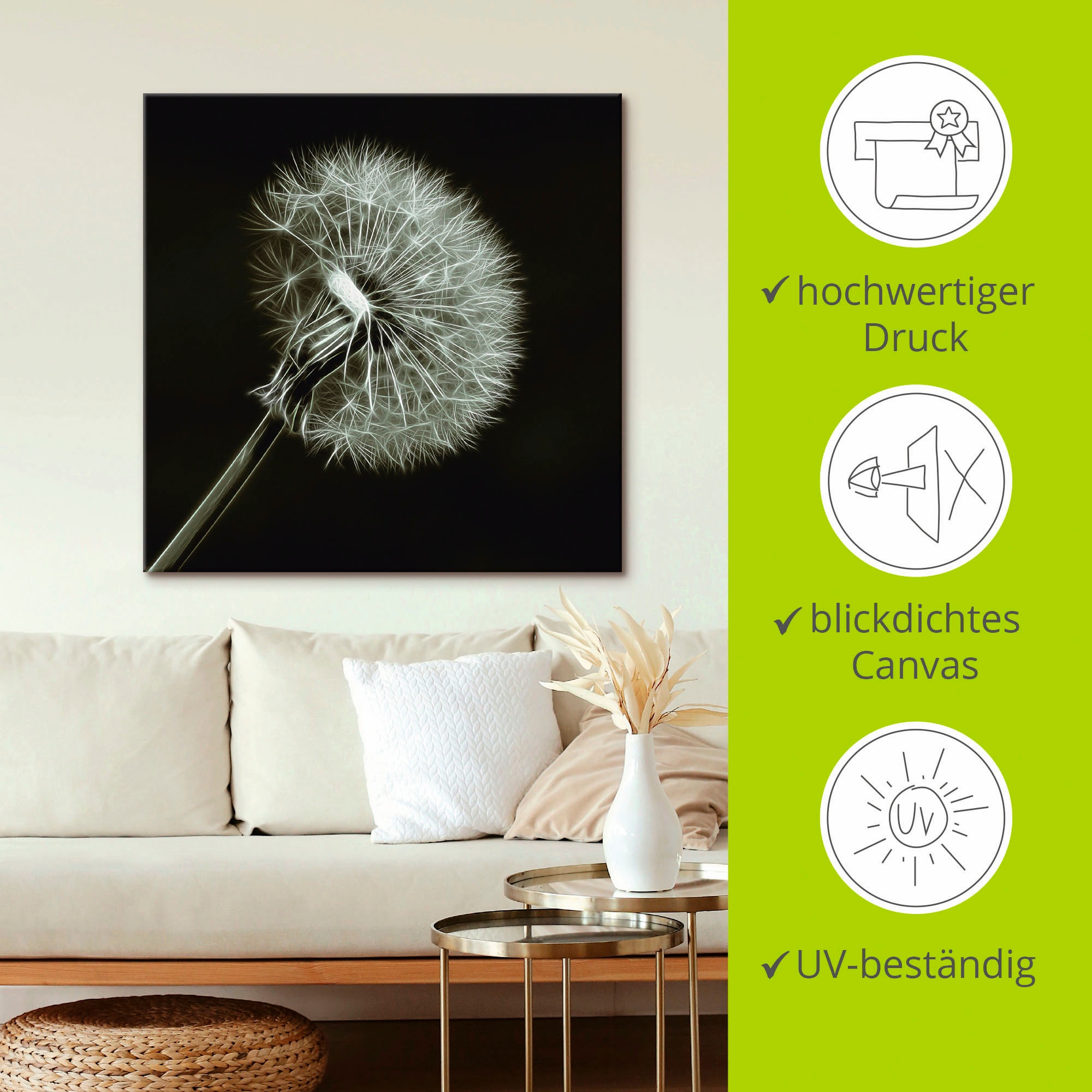 Artland Wandbild »Pusteblume« Blumen 1 Stk. tlg. auf Holzrahmen gespannt