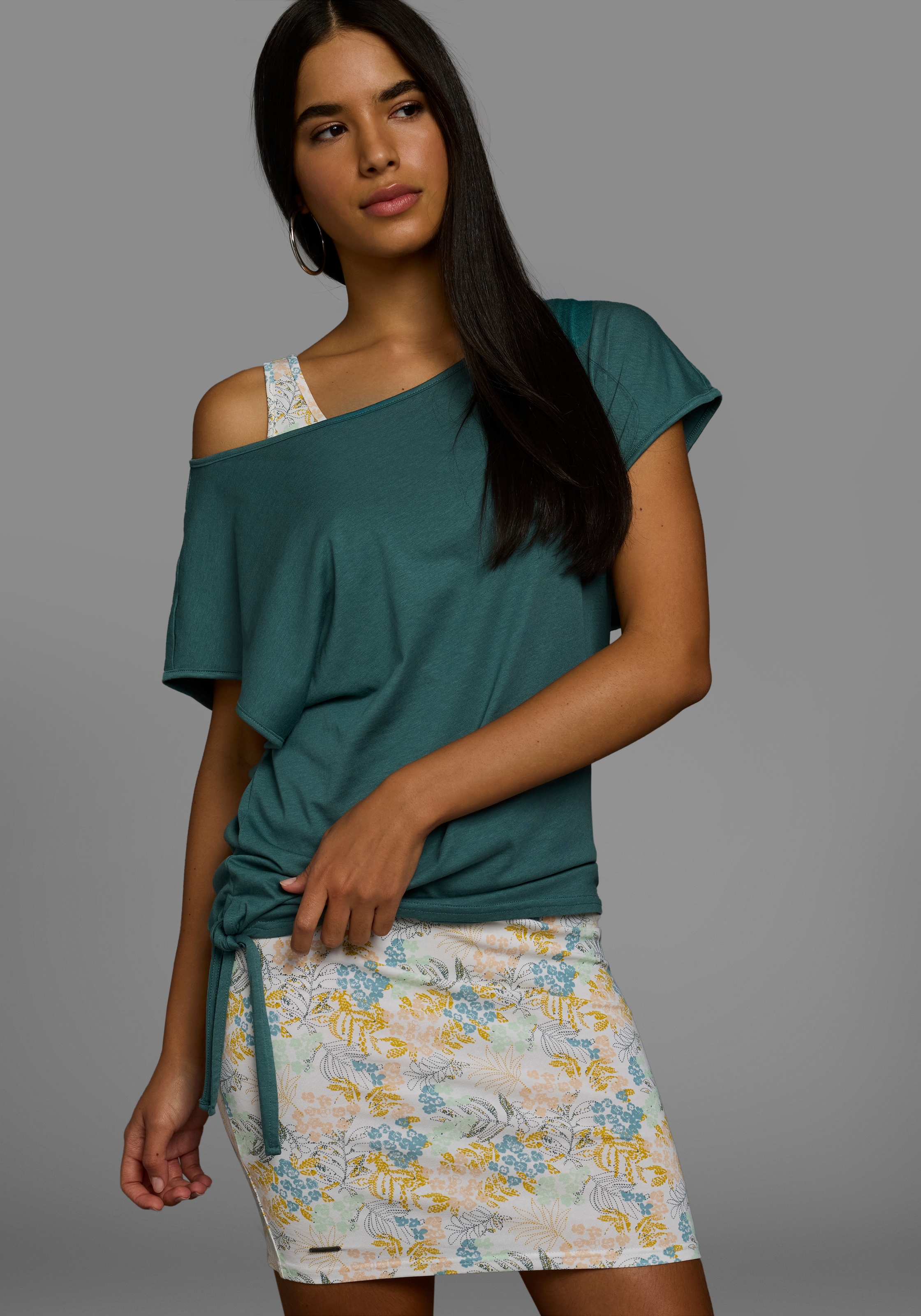 KangaROOS Sommerkleid, (Set, 2 tlg., mit T-Shirt), Set Shirt Kleid mit Blumen