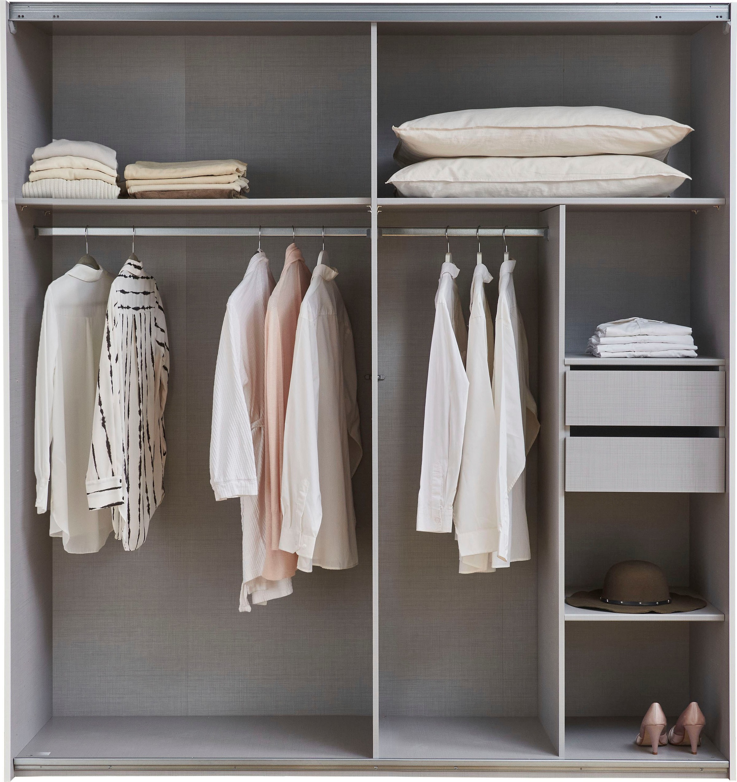 Wimex Schwebetürenschrank »Jork Kleiderschrank mit Spiegel, schwarze Metallgriffe«, Schrank in verschiedenen Größen und Innenausstattungsvarianten