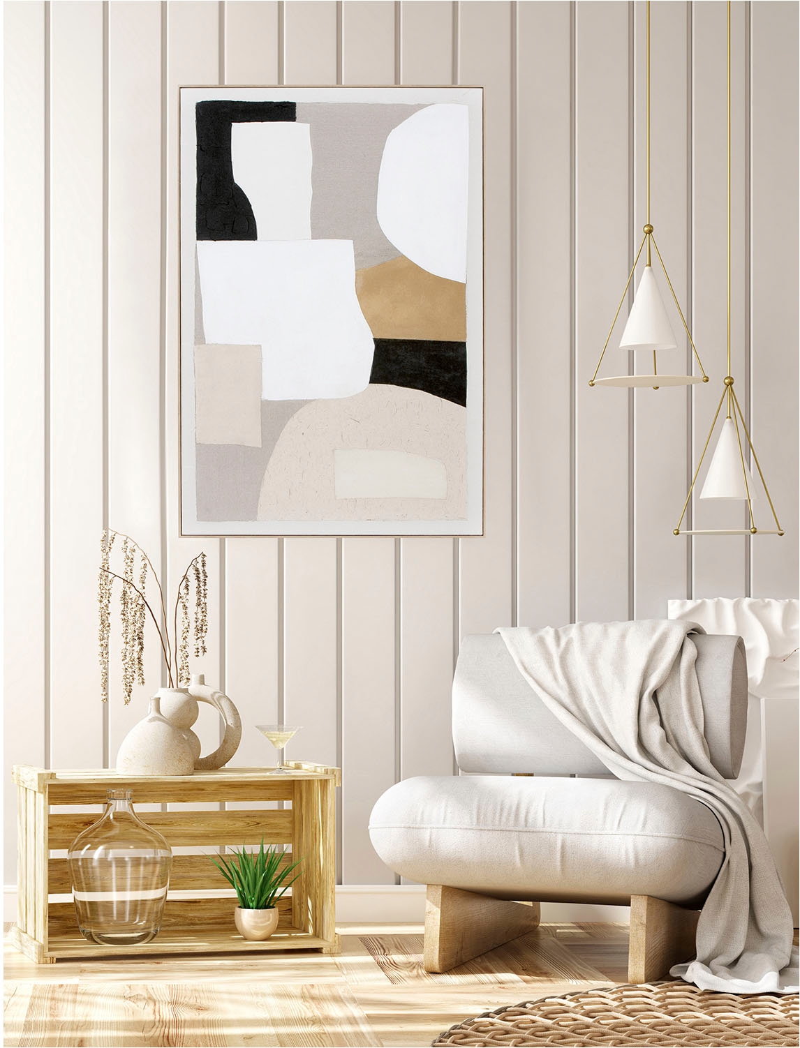 GILDE Bild mit Rahmen »Bild rechteckig Randal schwarz; weiß H. 121,5 cm«, ( günstig online kaufen