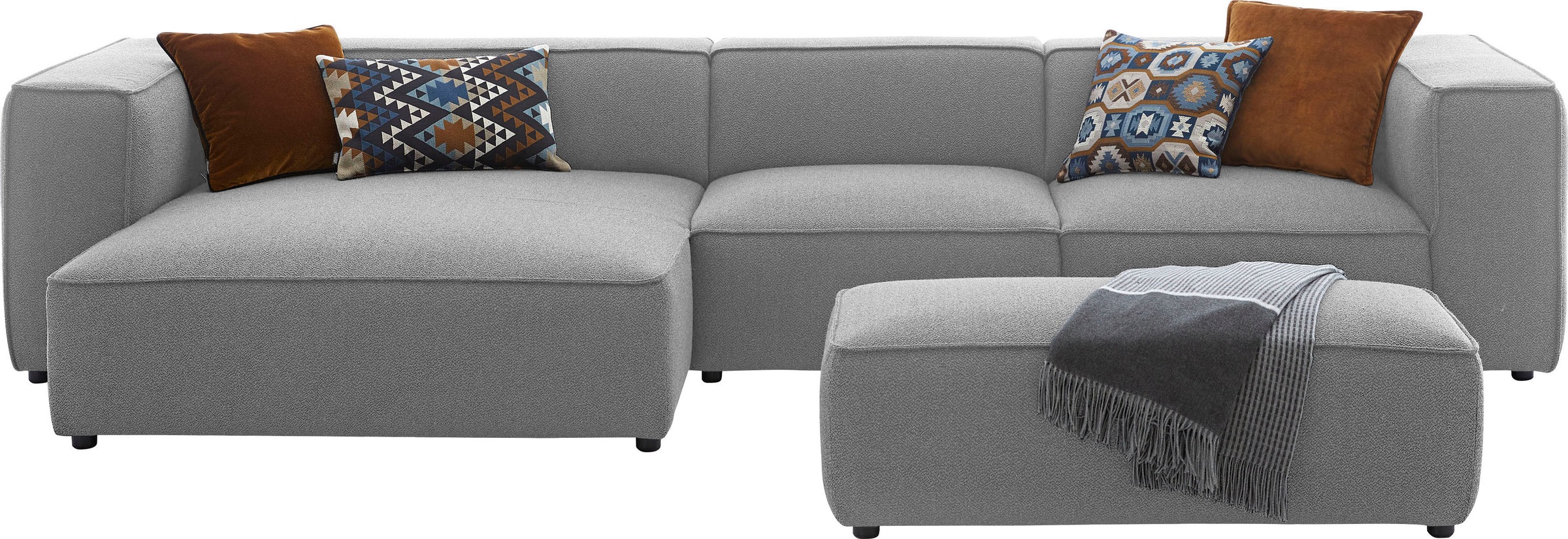 W.SCHILLIG Ecksofa »around-the-block Mega Sofa, viel Platz und hoher Sitzkomfort, L-Form« mit eleganter Biese, mit Federkern, Breite 341 cm