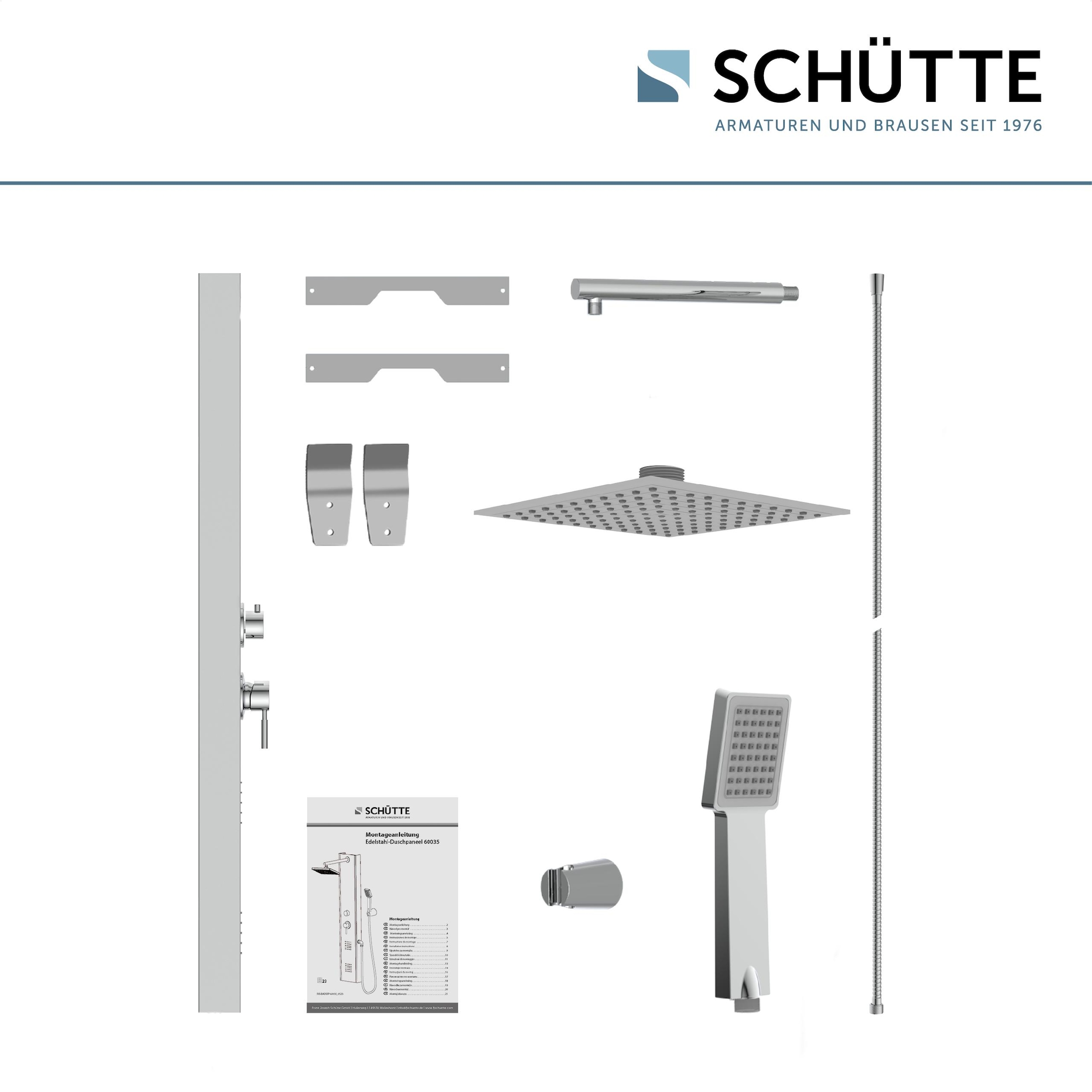 Schütte Duschsäule »TAHITI«, 2 Massage-Düsen, Antikalk-Noppen, Edelstahl, Wellness-Kopfbrause