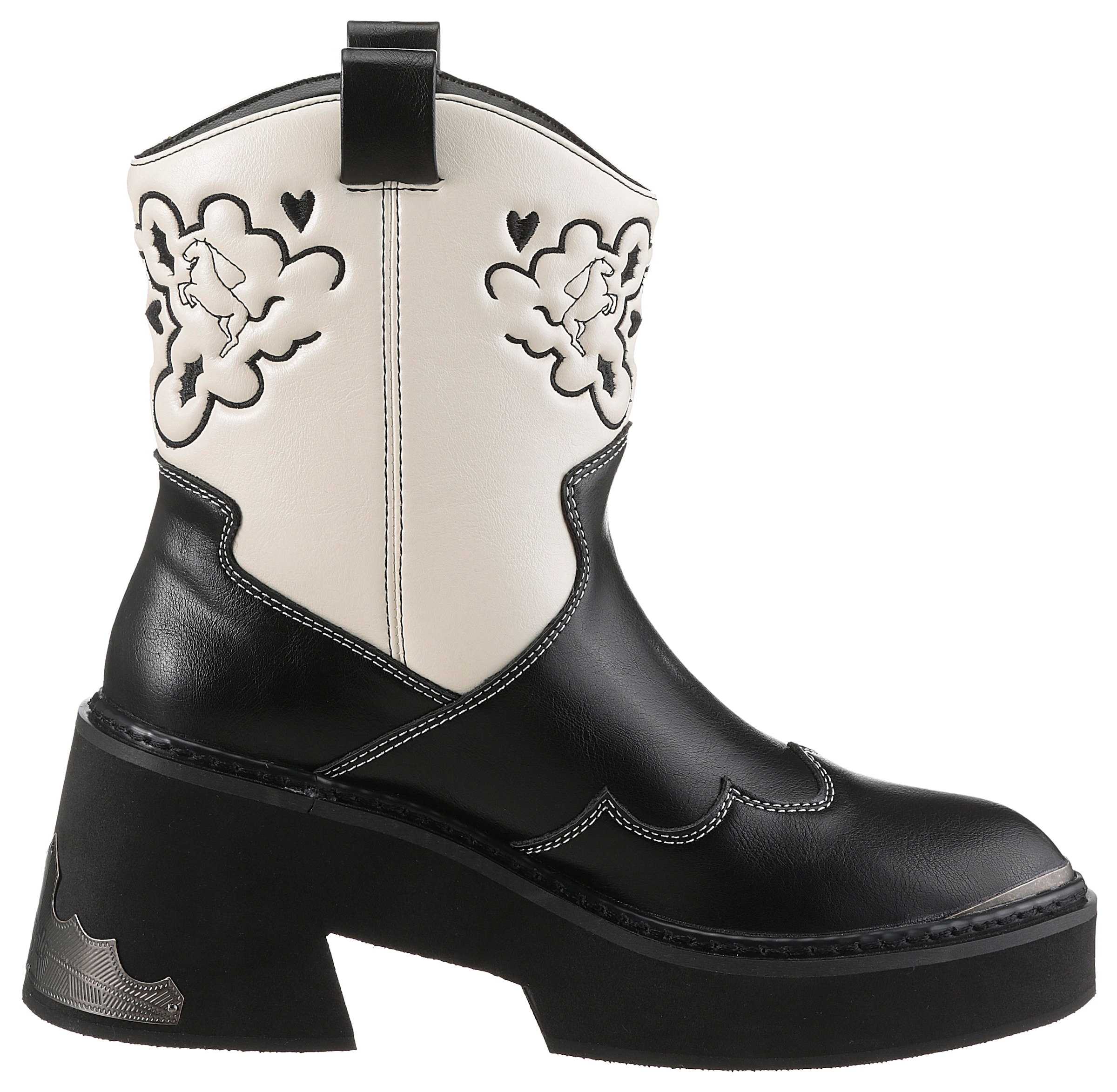 Buffalo Cowboy Stiefelette »BULL BOOT VEGAN«, Westernstiefelette, Cowboy Boots, Schlupfboots, mit Stickerei