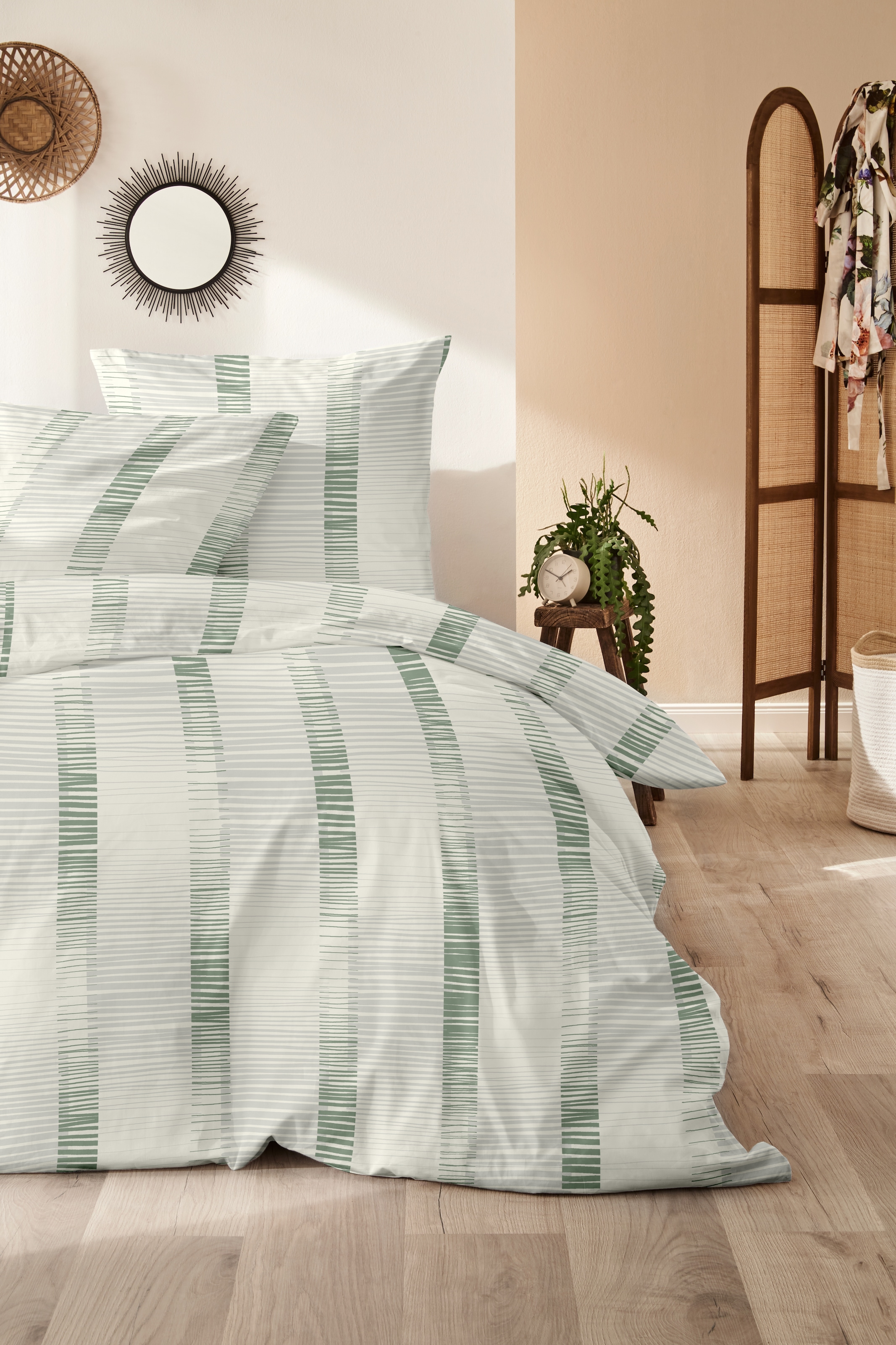 Primera Bettwäsche »Feinbiber-Bettwäsche Shadow« 2 Stk. mit stilvollen Streifen