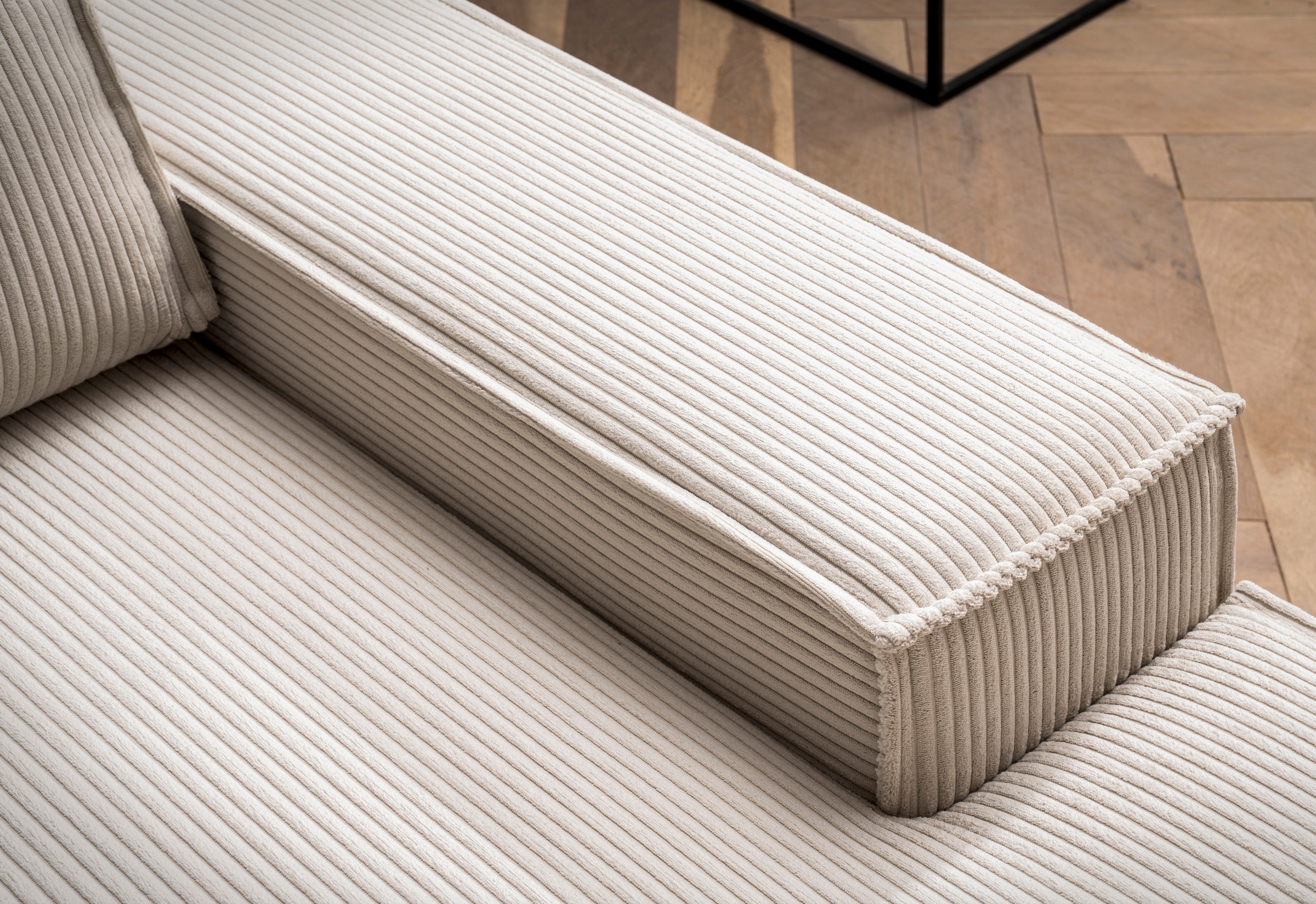 Home affaire Ecksofa »SHERWOOD, Schlafsofa in L-Form offen (275cm), Cord, Leinenoptik«, Schlaffunktion und Bettkasten, Kedernaht, hoher Sitz- & Liegekomfort