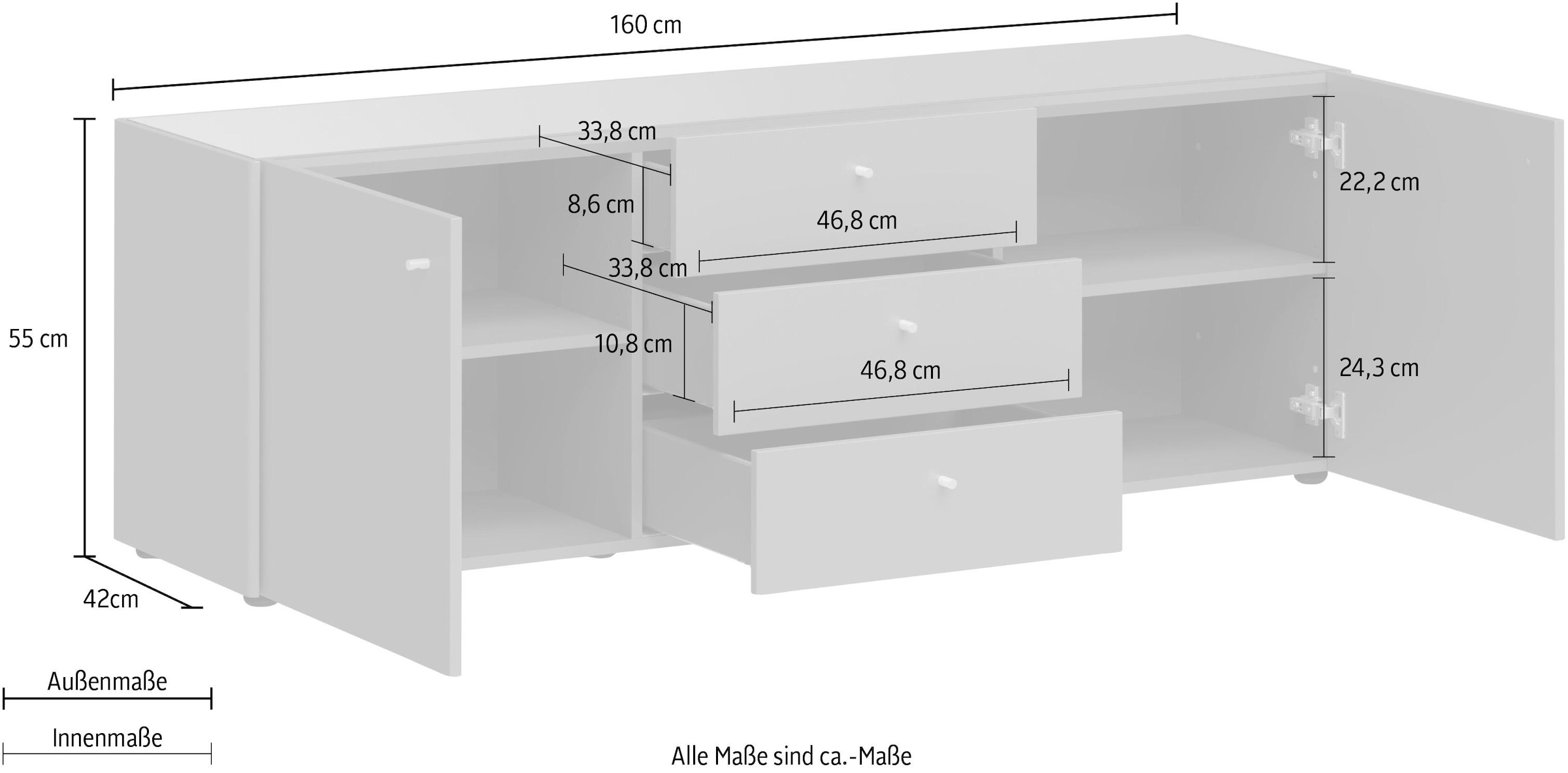 GERMANIA Sideboard »Monteo«, Breite 160 auf Rechnung kaufen cm