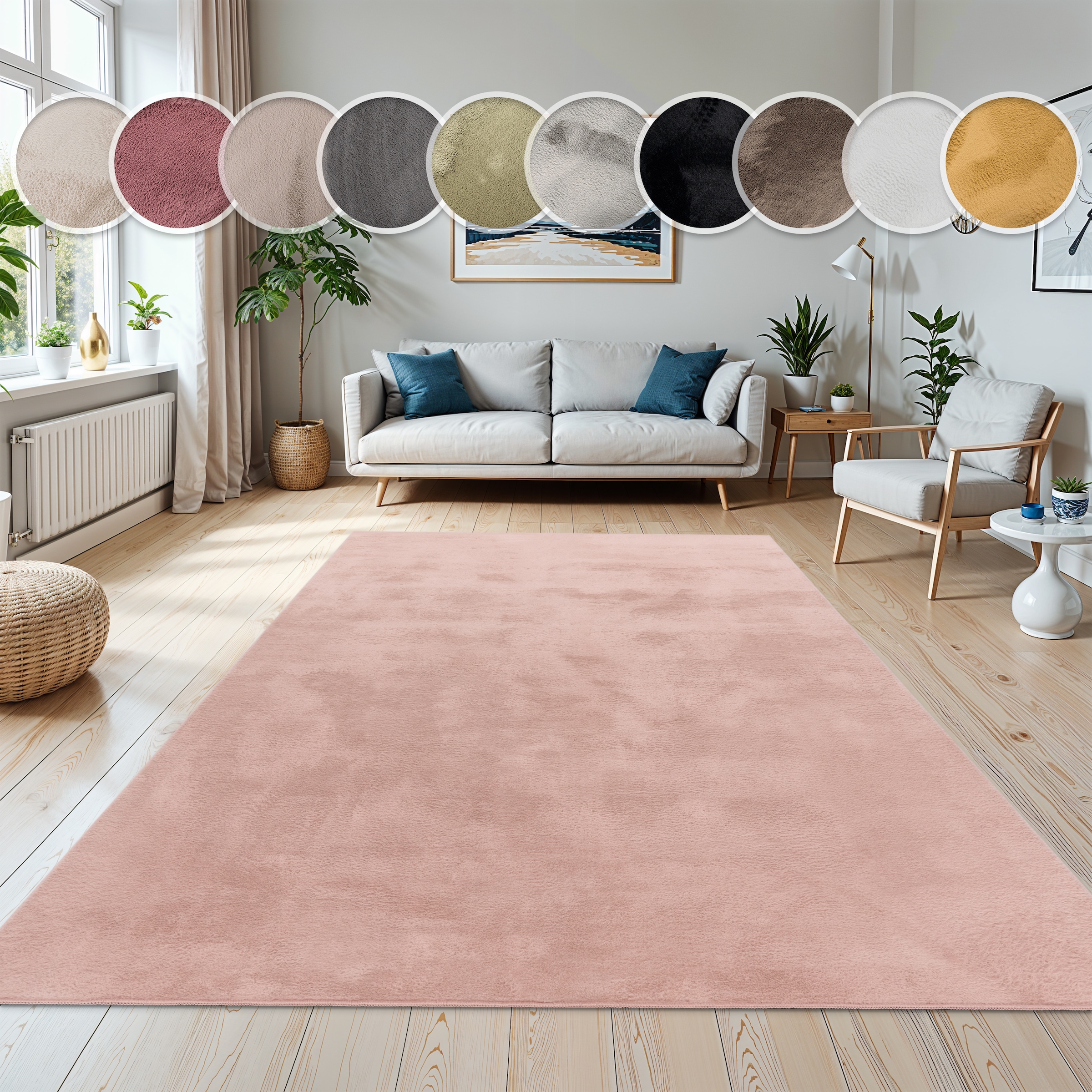 Paco Home Fellteppich Kunstfell Soft 380 rechteckig 14 mm Hhe Langflor,  Kuschelteppich - besonders weich, Uni-Farben | QUELLE
