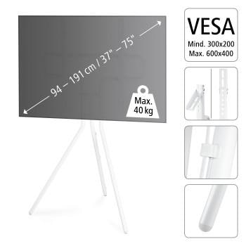 Hama TV-Standfuß »TV Stand "Staffelei-Design", 191 cm (75“), Weiß«, VESA 300 x 200, 300 x 300, 400 x 200, 400 x 300, 400 x 400, 600 x 400