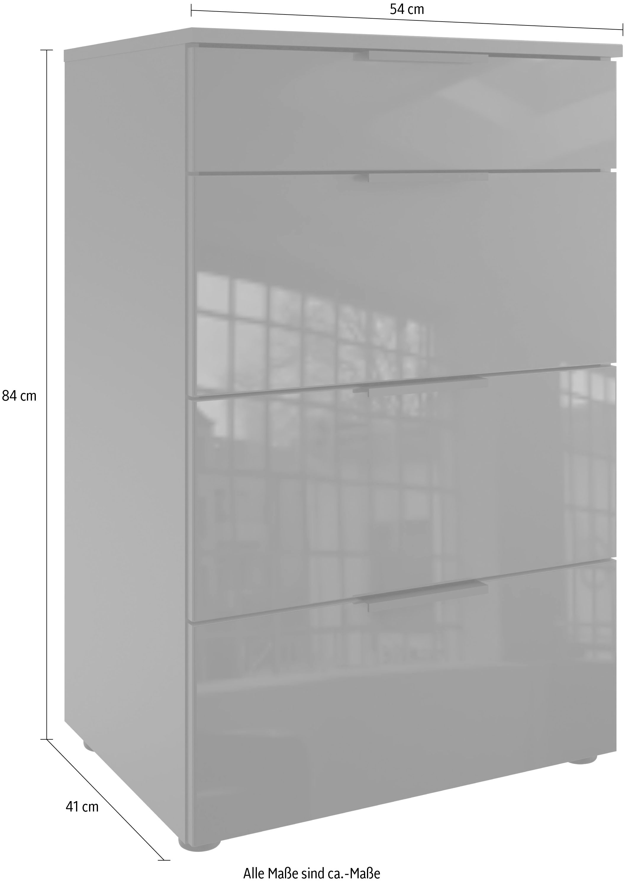 Wimex Schubkastenkommode »Level36 black C by fresh to go«, mit Glaselementen auf der Front, soft-close Funktion, 54cm breit