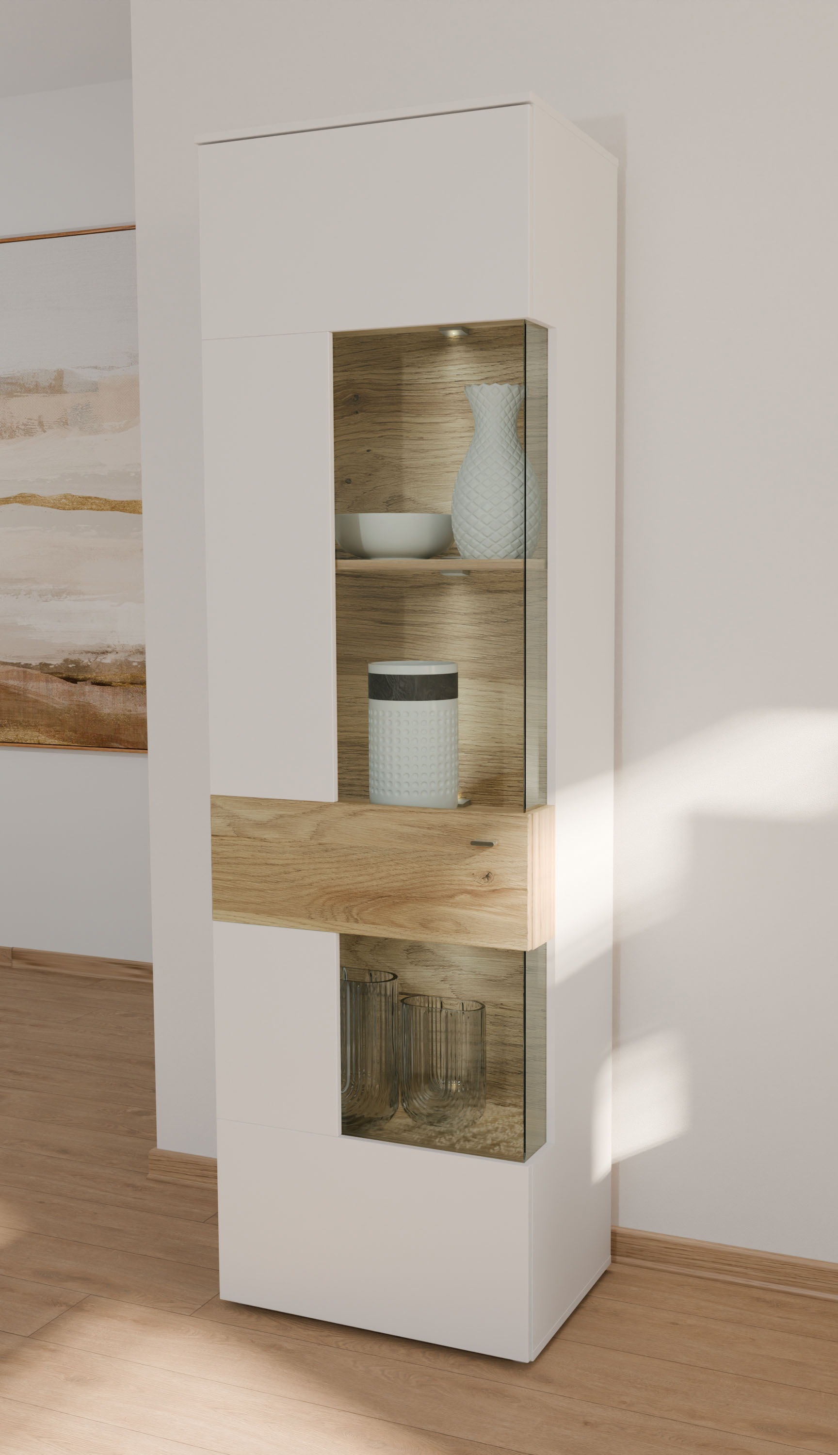 FORTE Vitrine "Como" Vitrine, Glastüre, LED Beleuchtung, Soft Close Linksan günstig online kaufen