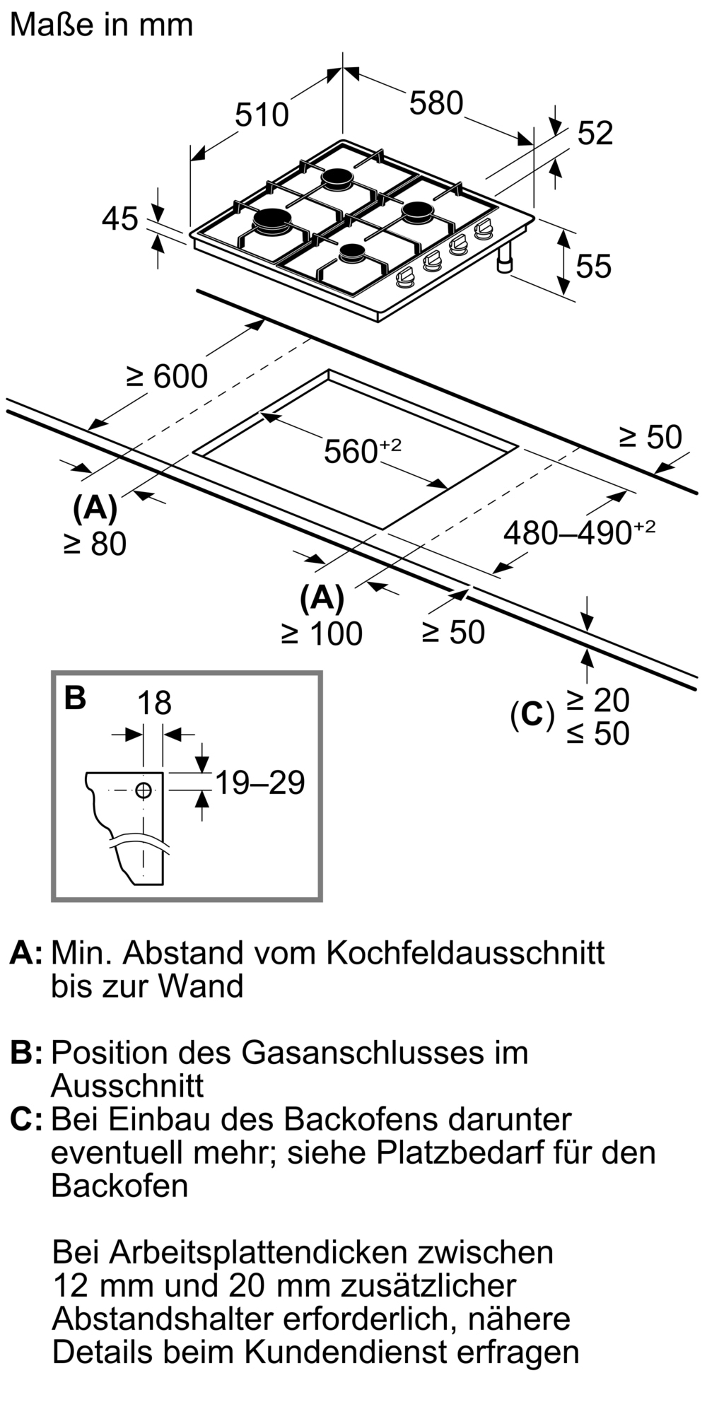 BOSCH Gas-Kochfeld »PBP6B5K80«