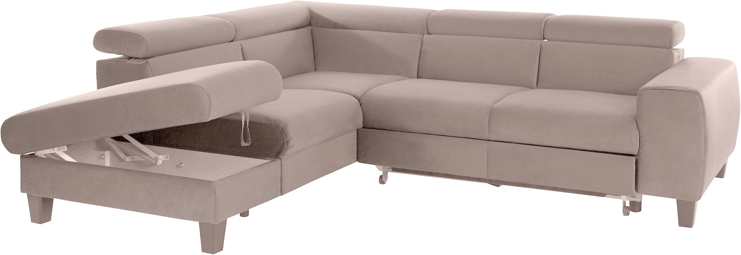 COTTA Polstergarnitur »Morven L-Form«, (Set), Set bestehend aus: Ecksofa mit Kopfteilverstellung & Hocker