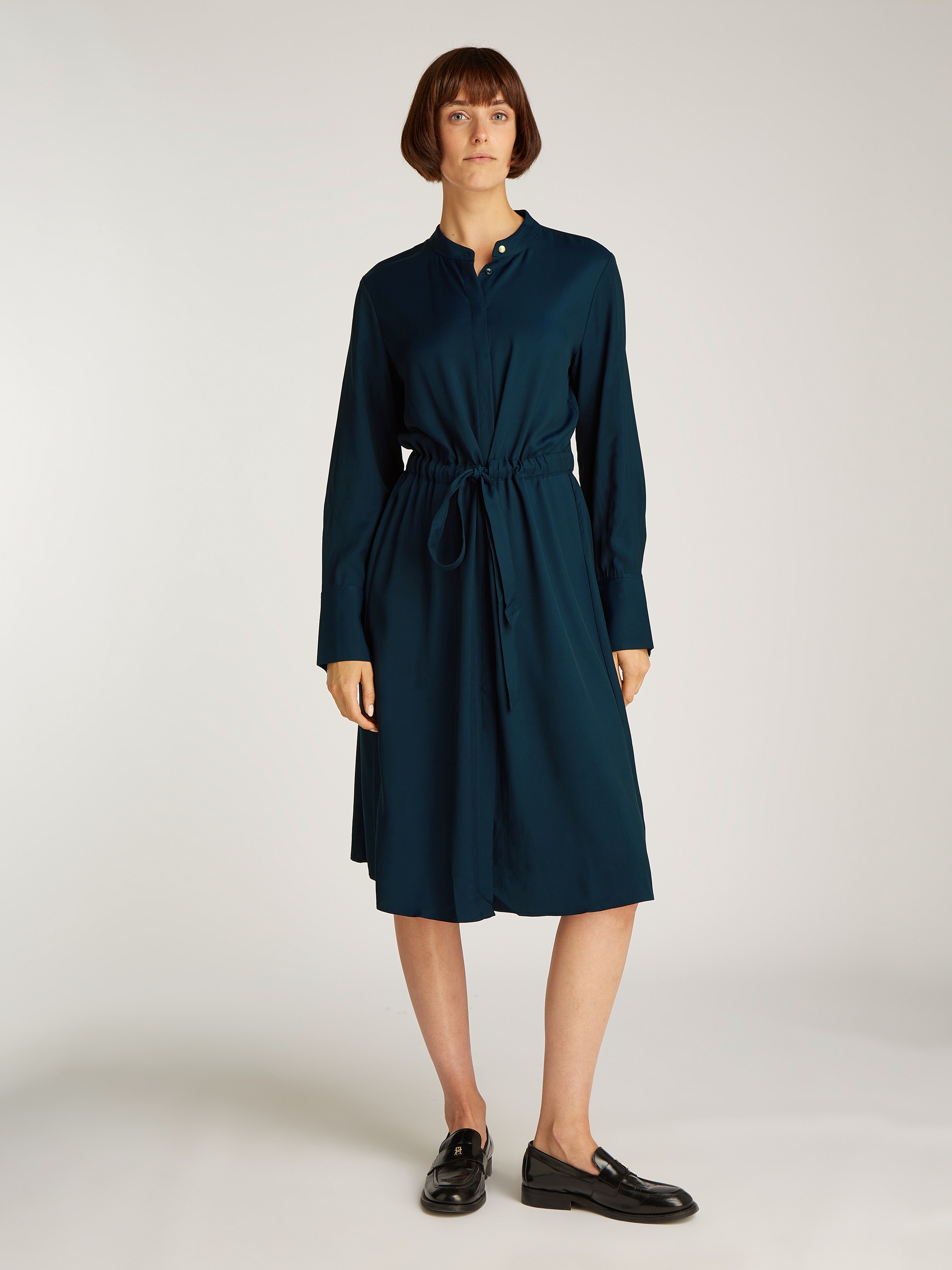 Tommy Hilfiger Blusenkleid »SOFT VIS COLARLESS SHIRT DRESS«, mit Bindeband