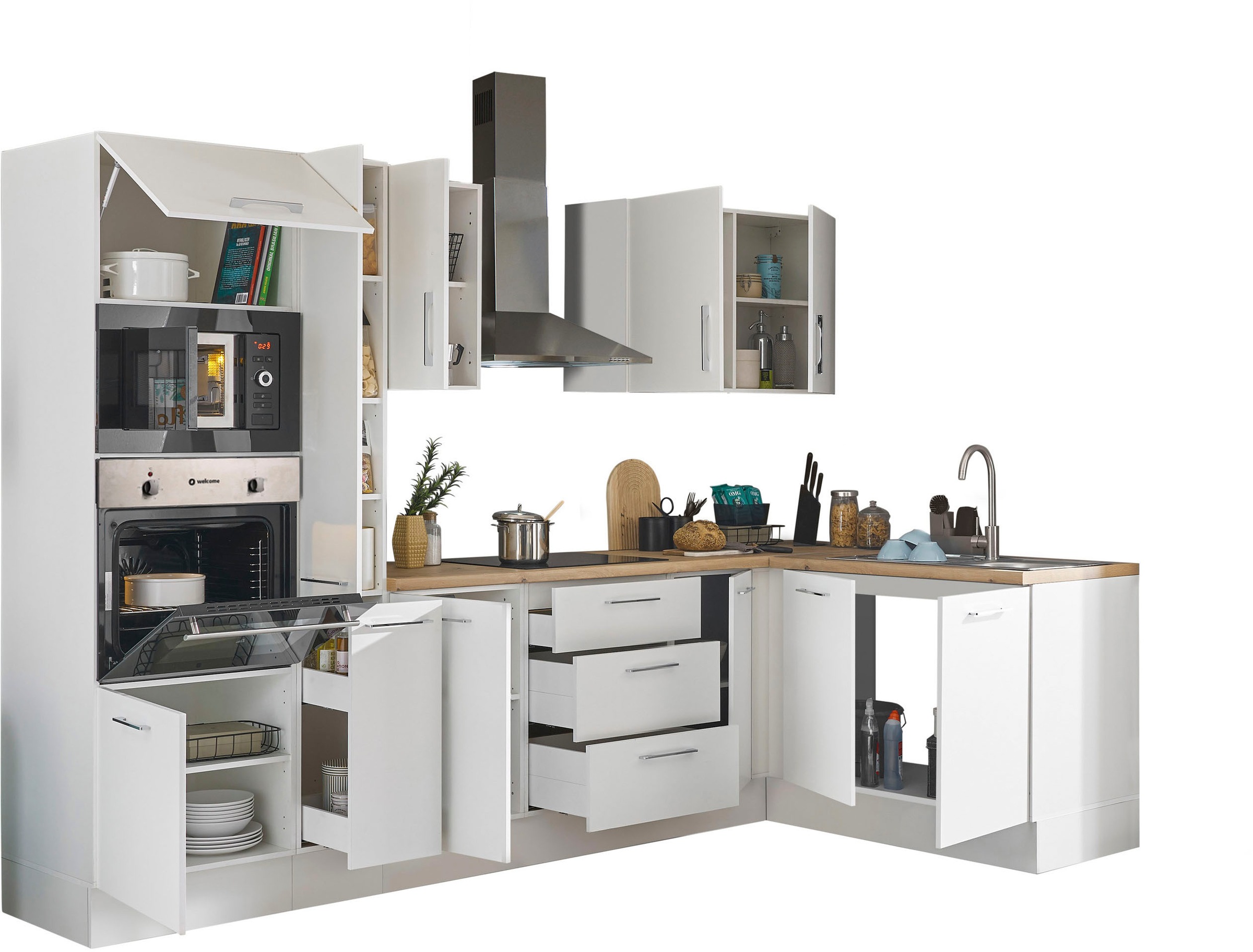 BASIC by Balculina Winkelküche »Turin«, Stellbreite 300x175 cm, wahlweise mit E-Geräten