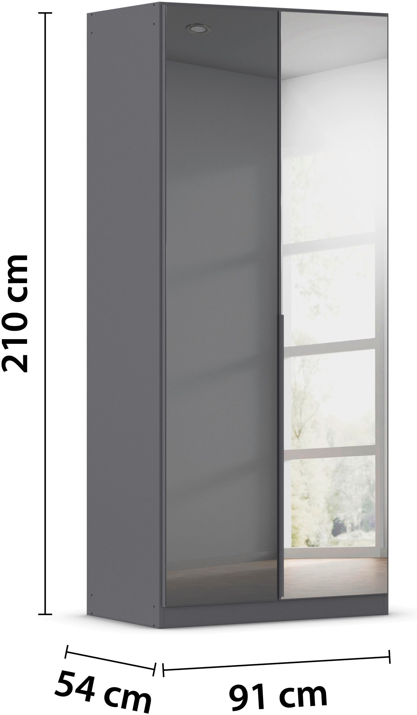 rauch Drehtürenschrank »Kleiderschrank Kleiderschränke Schrank Garderobe AGORDO mit Glasfront«, (in zwei Griff-Farben), durchdachte Innenausstattung, in 6 Breiten und 2 Höhen MADE IN GERMANY