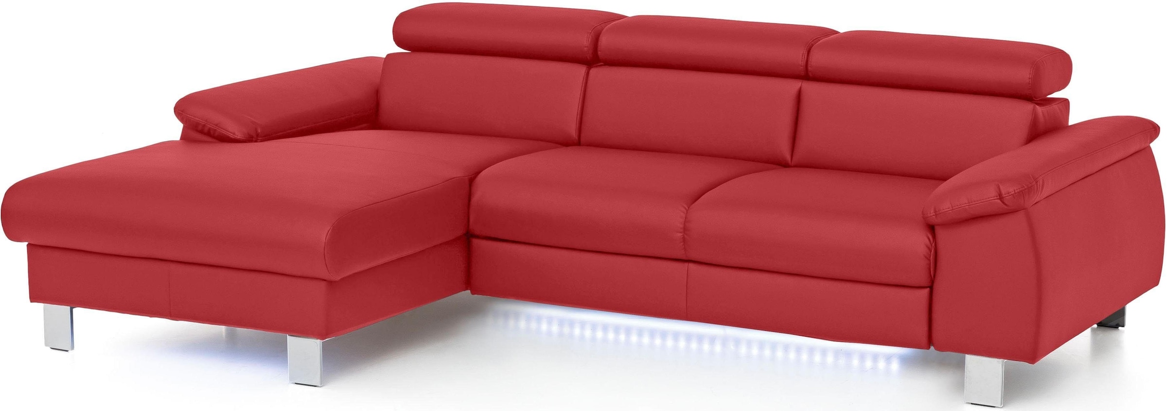 COTTA Polstergarnitur »Komaris L-Form«, (Set), Set bestehend aus: Ecksofa mit Kopfteilverstellung & Hocker