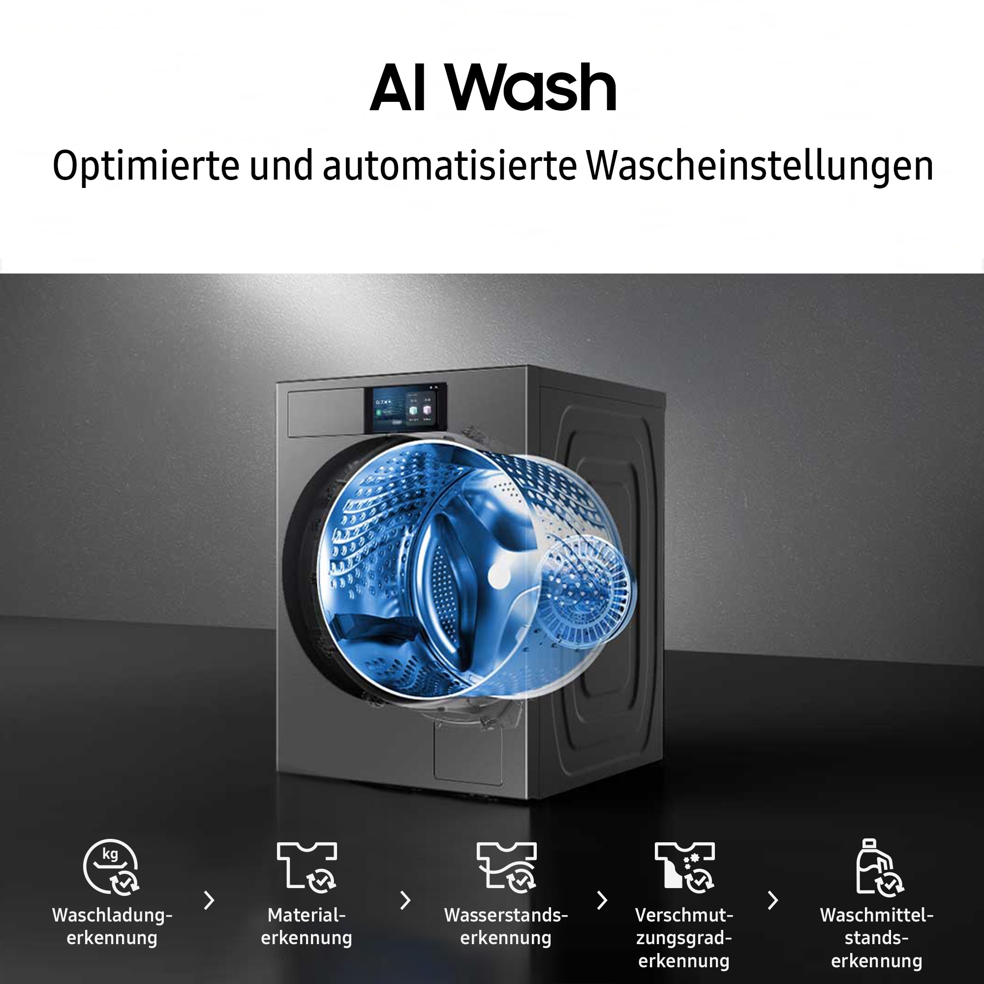 Samsung Waschmaschine »WF90F09C4S«, 9 kg, 1400 U/min, AI Wash mit automatischer Waschmitteldosierung