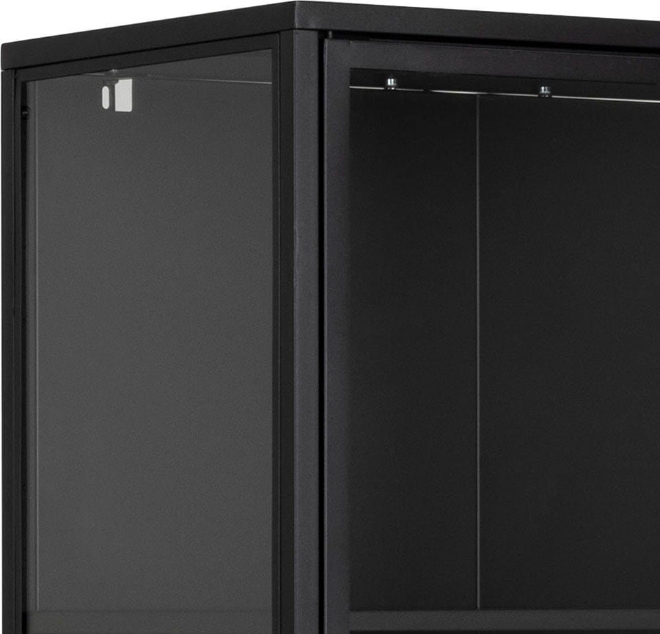 ACTONA GROUP Vitrine »New York«, schwarzes Metall, mit Glastüren und 4 Fächern, Höhe 180cm