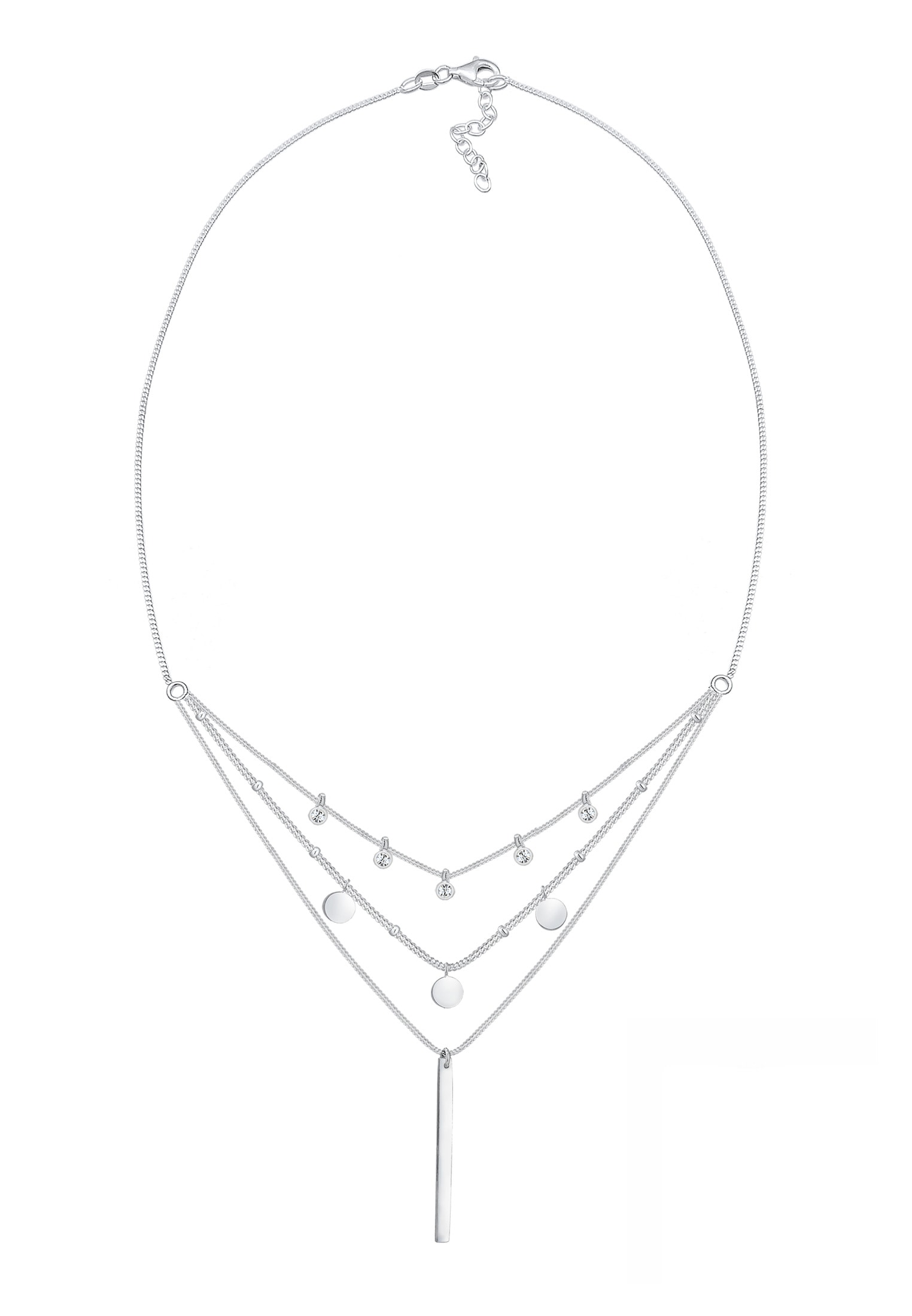 Elli Gliederkette »Layer Glas Kristalle Weiß 925 Sterling Silber«