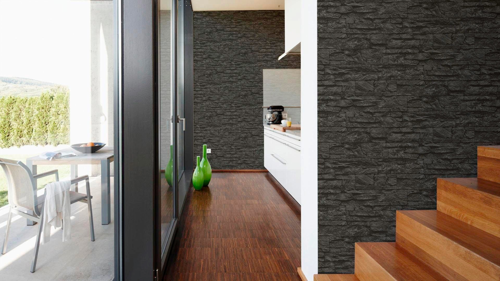 living walls Vinyltapete »Best of Wood`n Stone 2nd Edition«, Steinoptik-gemustert-Motiv, Modern Tapete Stein Tapeten Wohnzimmer Schlafzimmer Küche Flur Design